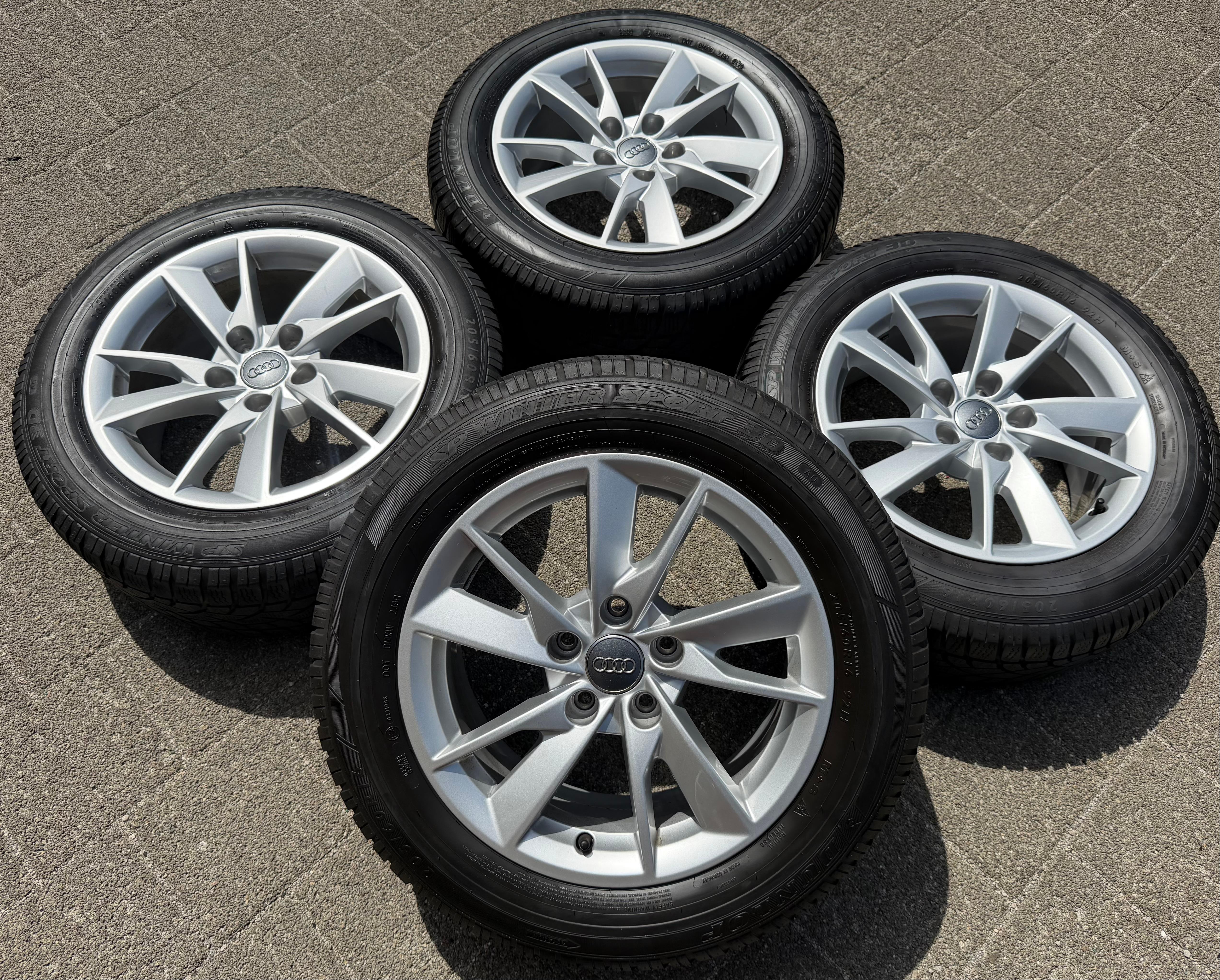 4 Original Alu Winterräder Audi A4 8W B9 8W0601025A 205/60R16 92H Dunlop
