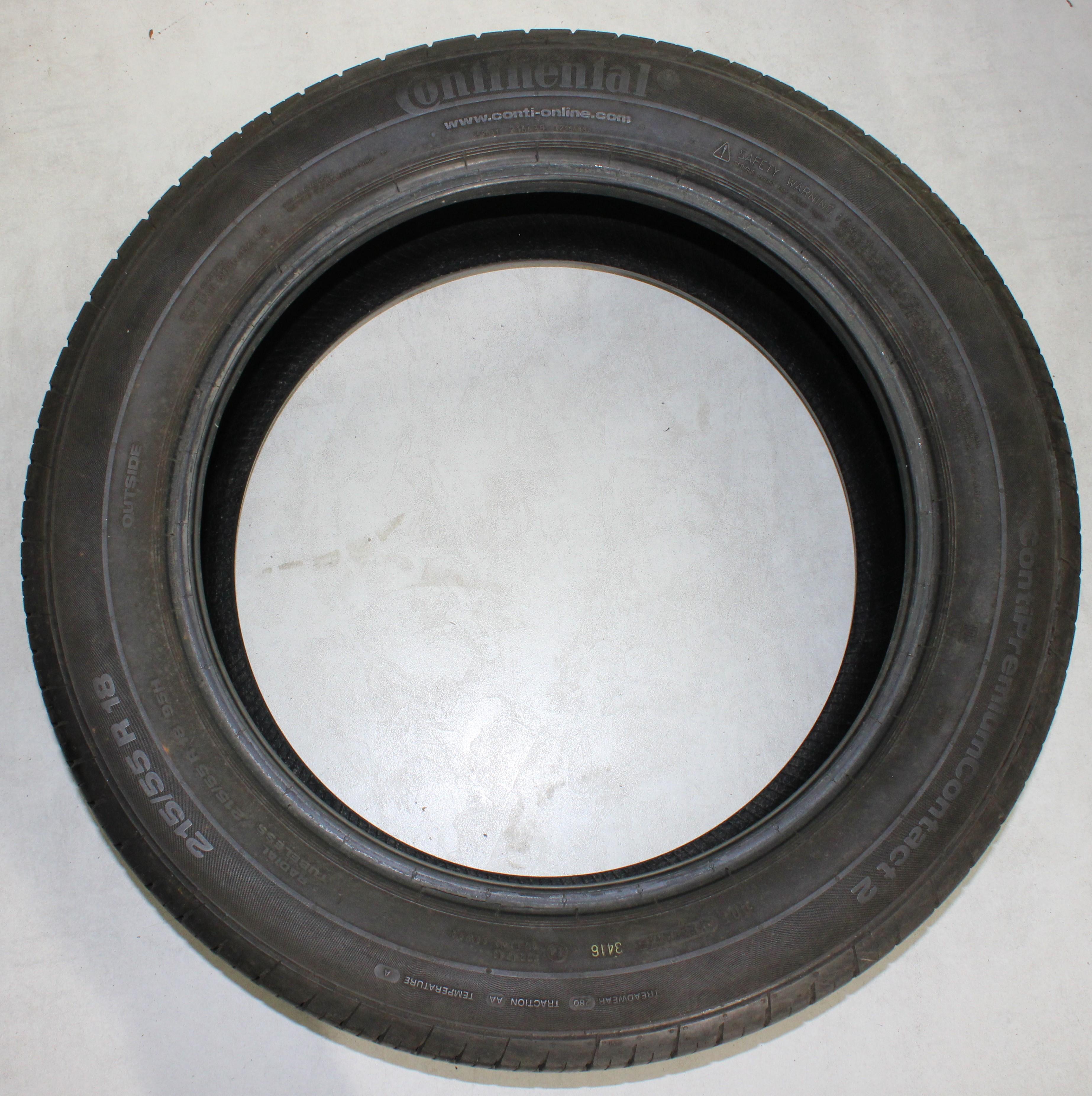 4 x 215/55R18 95H Sommerreifen Continental Premium Contact 2 6,5-7mm 2016 Freihaus