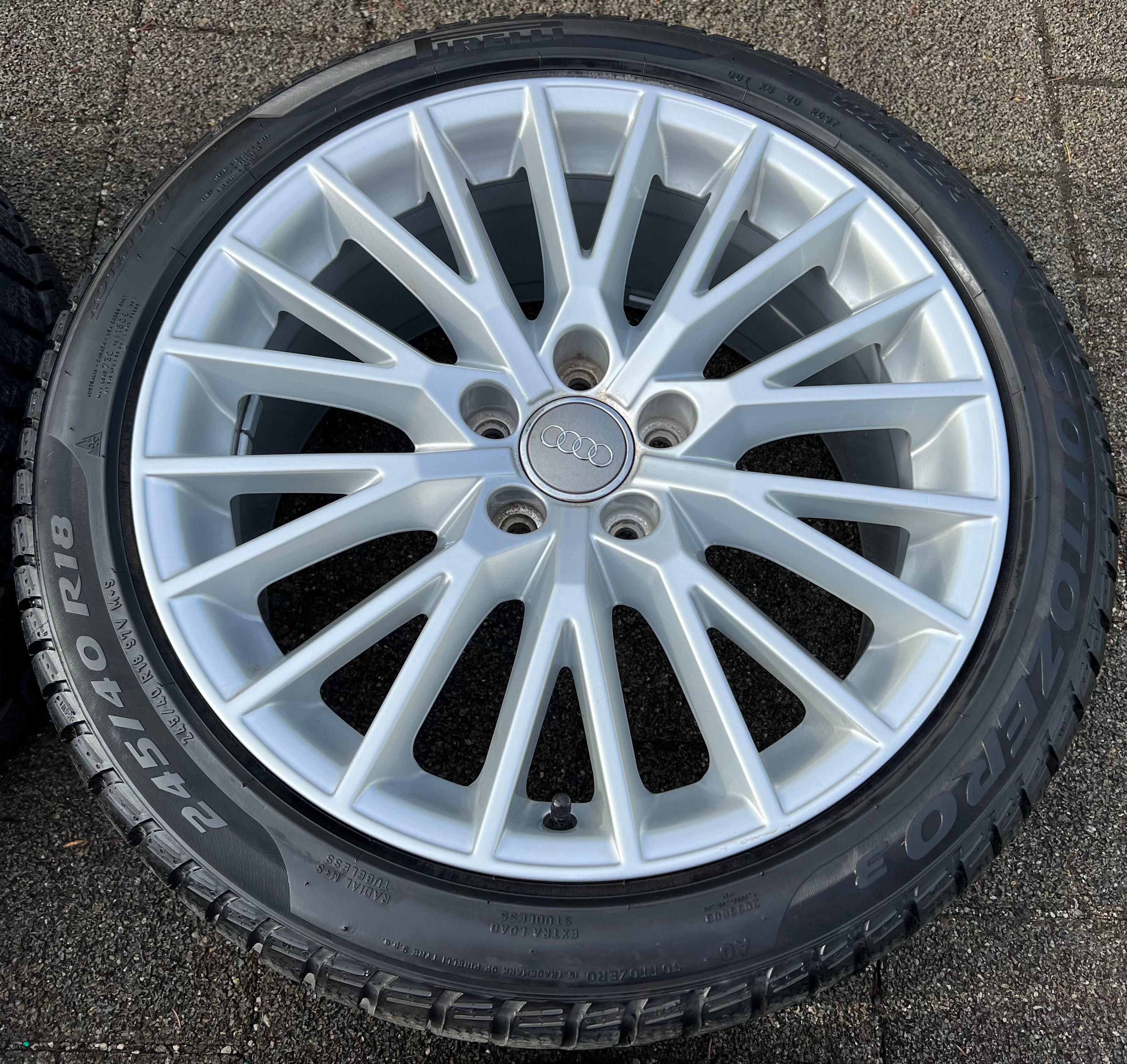 4 CERCHI INVERNALI ORIGINALI IN ALLUMINIO DA 18" AUDI TT TTS 8S 8S0601025D 245/40R18 98V PIRELLI CONSEGNA GRATUITA
