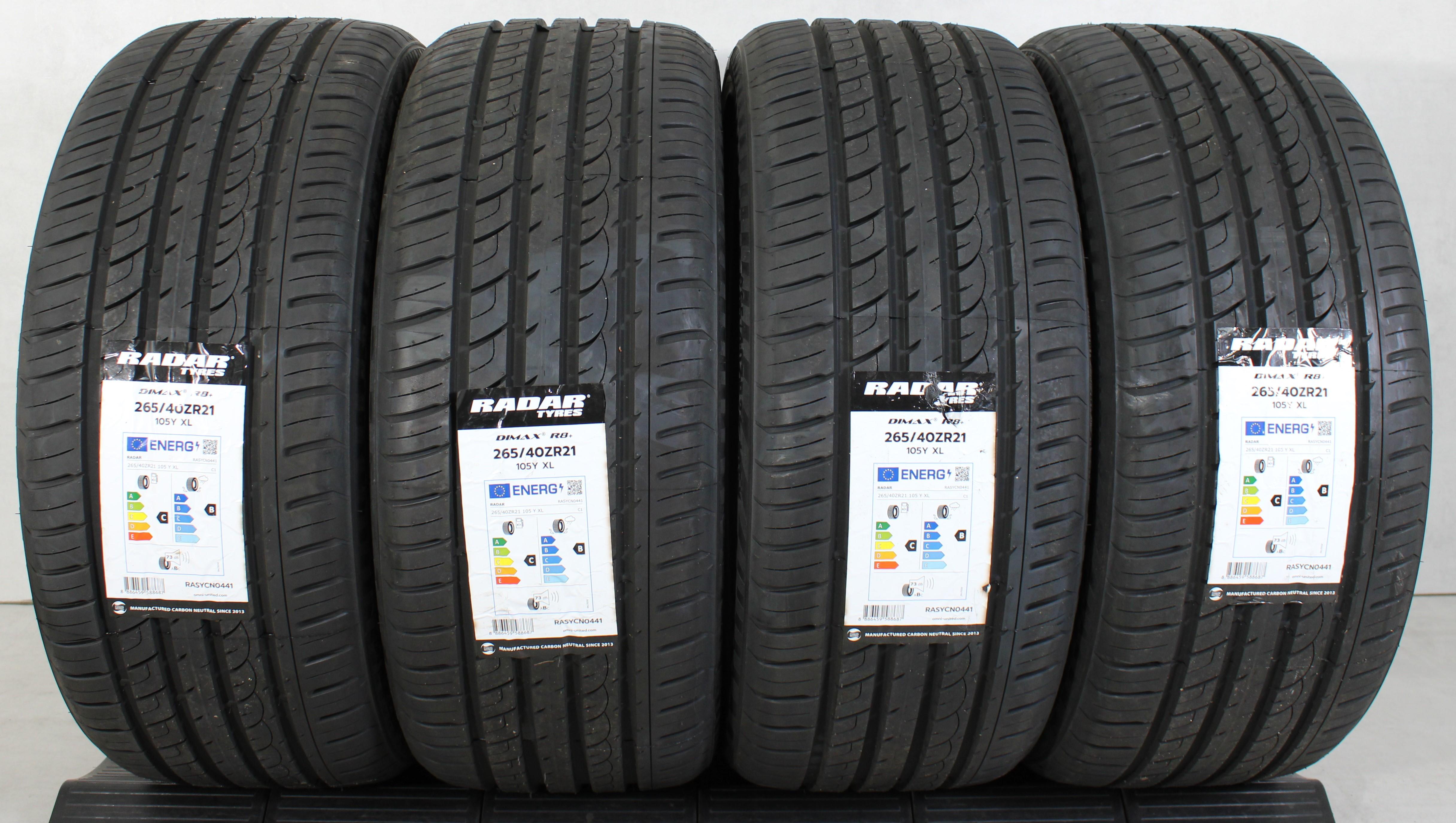 4 x 265/40R21 105Y Sommerreifen Radar Dimax R8+ 2022 XL