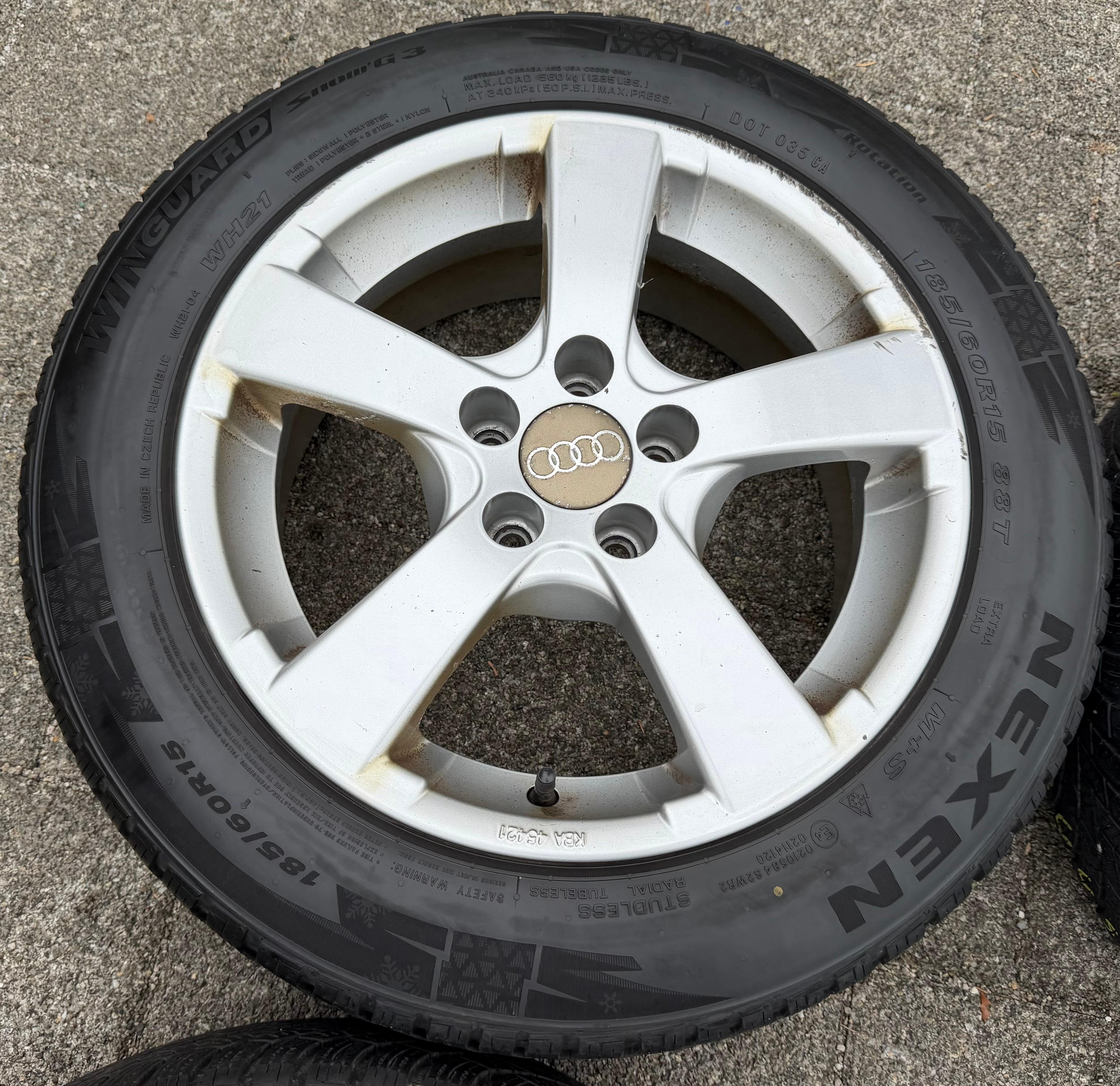 4 roues hiver en aluminium Audi A1 8X Seat Toledo Rapid Skoda Fabia VW Polo 6R 185/60R15