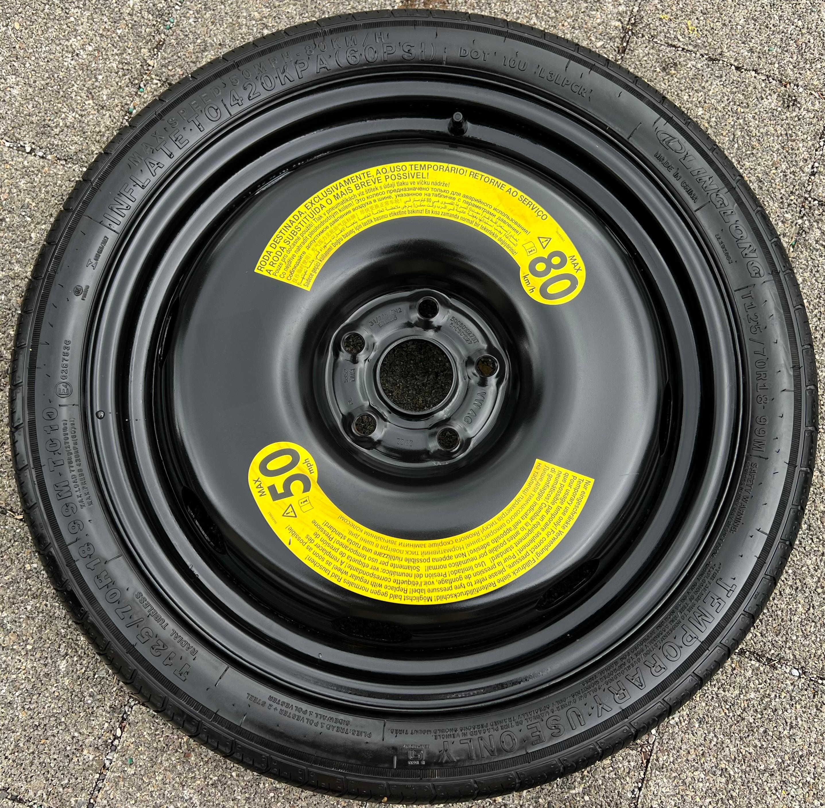 1 X NOTRAD RESERVERAD VW GOLF 6 7 8 T-ROC SKODA OCTAVIA SEAT LEON AUDI A3