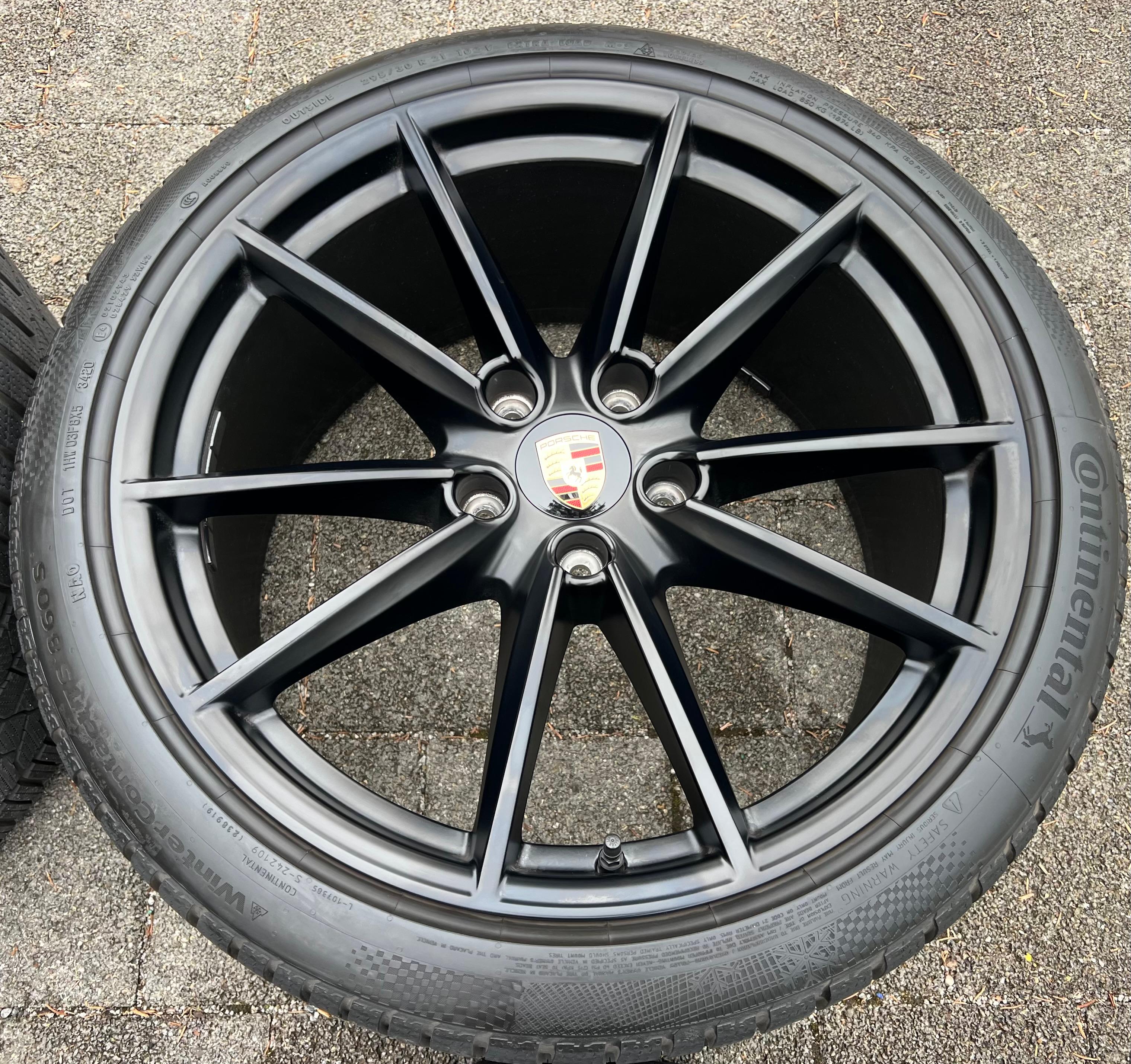 4 RUEDAS DE INVIERNO DE ALEACIÓN ORIGINALES DE 20" 21" PARA PORSCHE 911 992 992601025C 992601025D NEGRAS RDKS