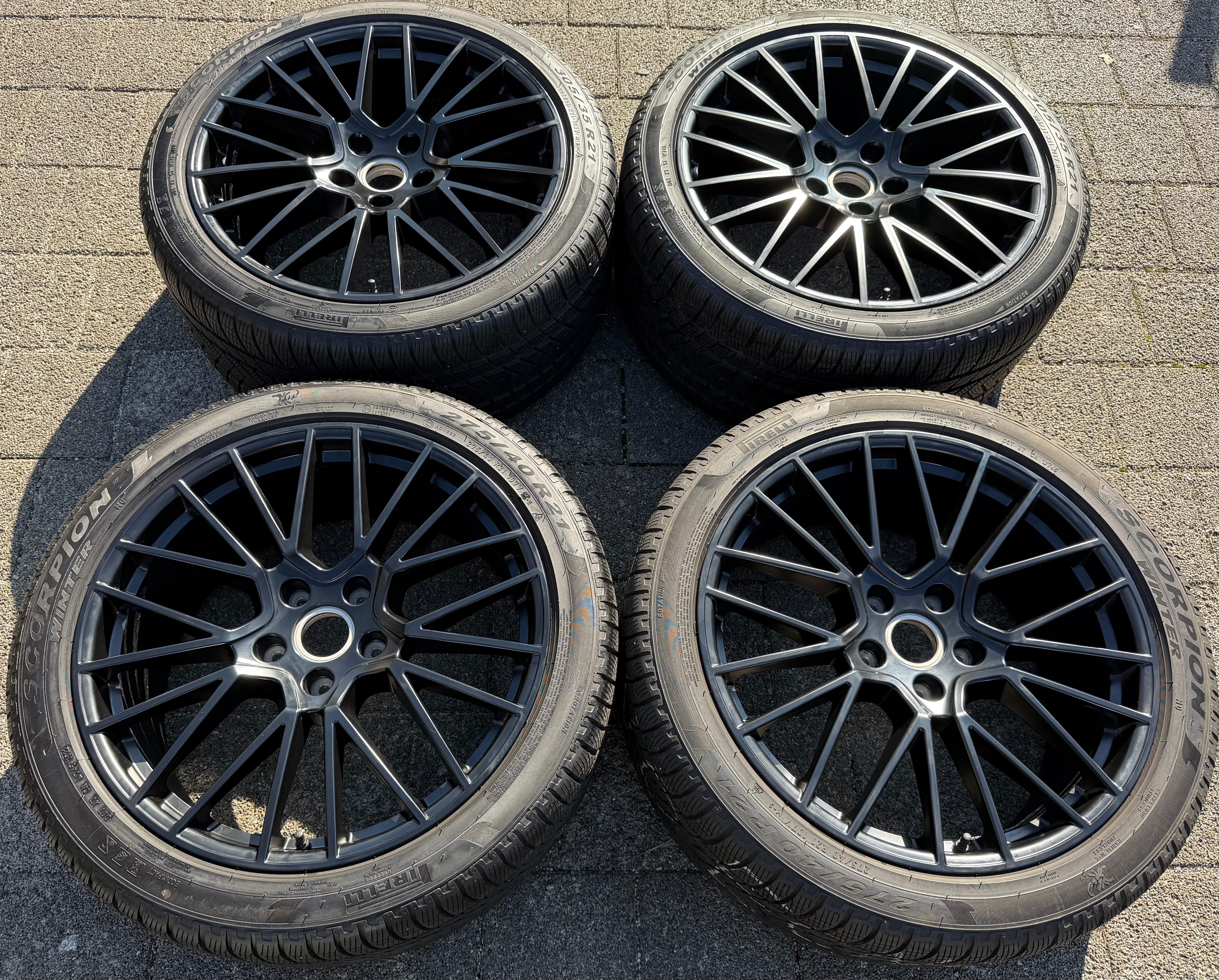 4 originele 21" lichtmetalen winterwielen Porsche Cayenne 9YA Pirelli TPMS 9Y0601025BF 9Y0601025BG