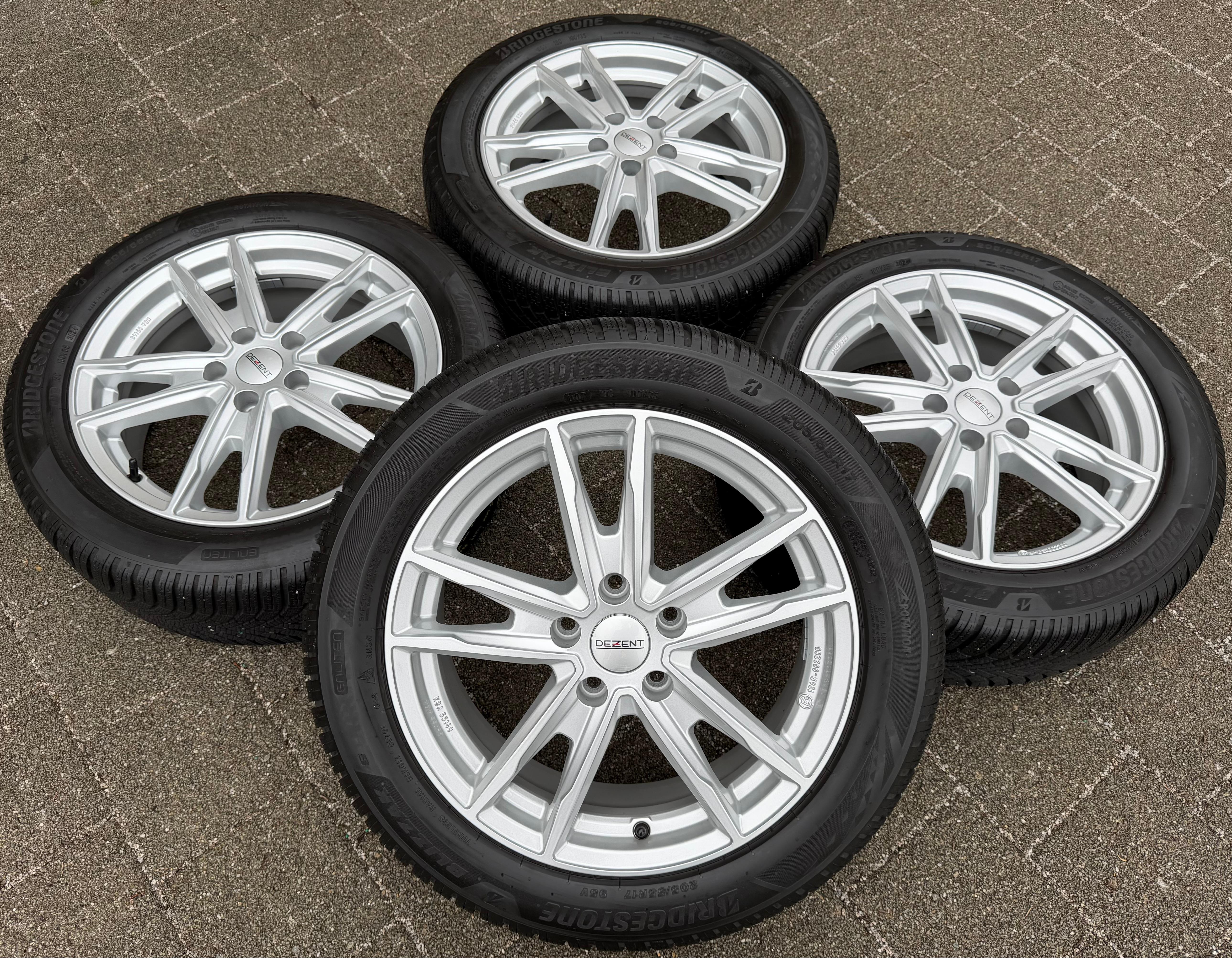 4 ALU 17" WINTERRÄDER SKODA OCTAVIA 4 NX VW T-ROC 205/55R17 95V BRIDGESTONE 2024
