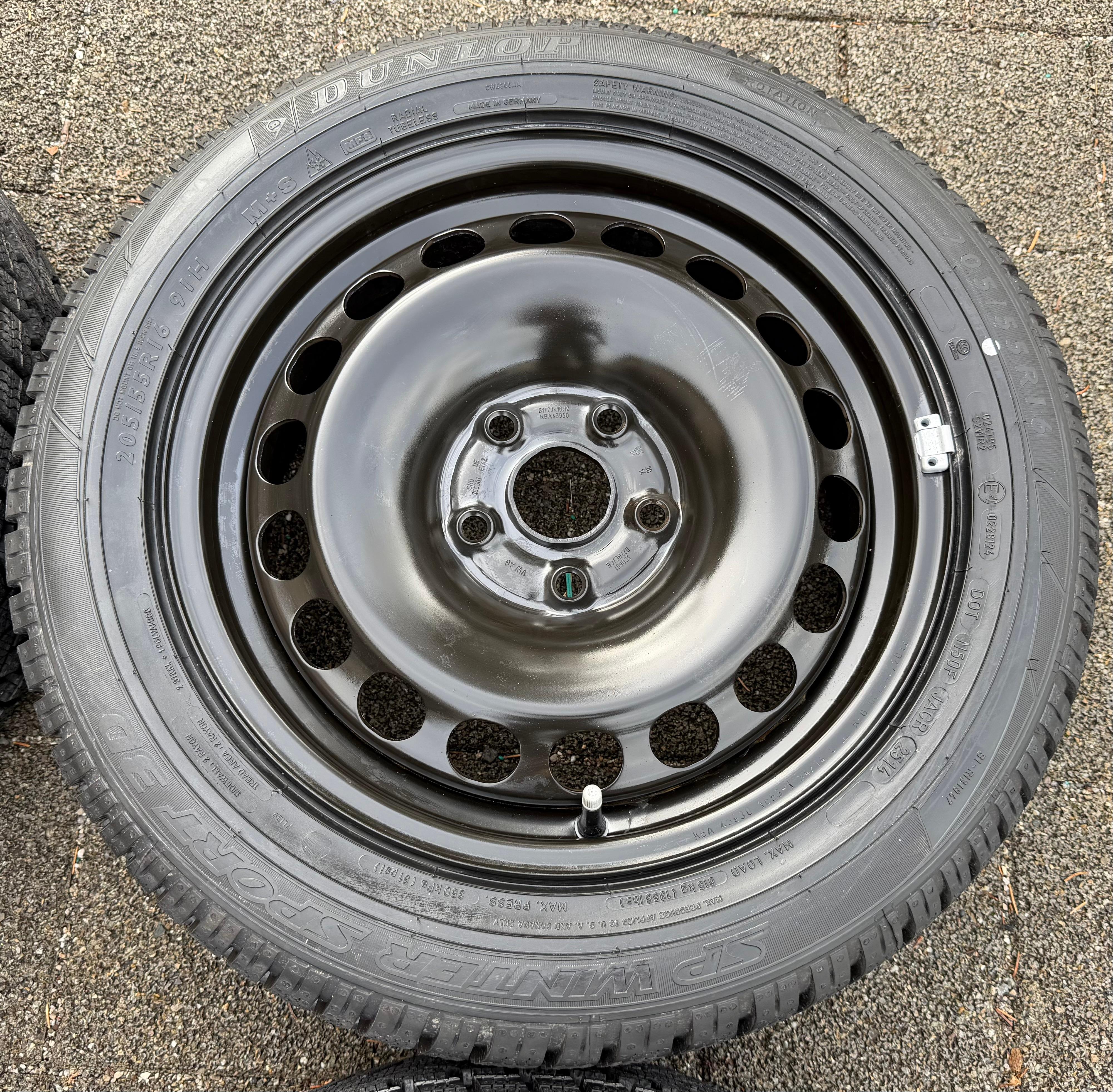 4 roues hiver VW Passat 3C Eos 1F Scirocco 13 205/55R16 91H 3C0601027BE Dunlop