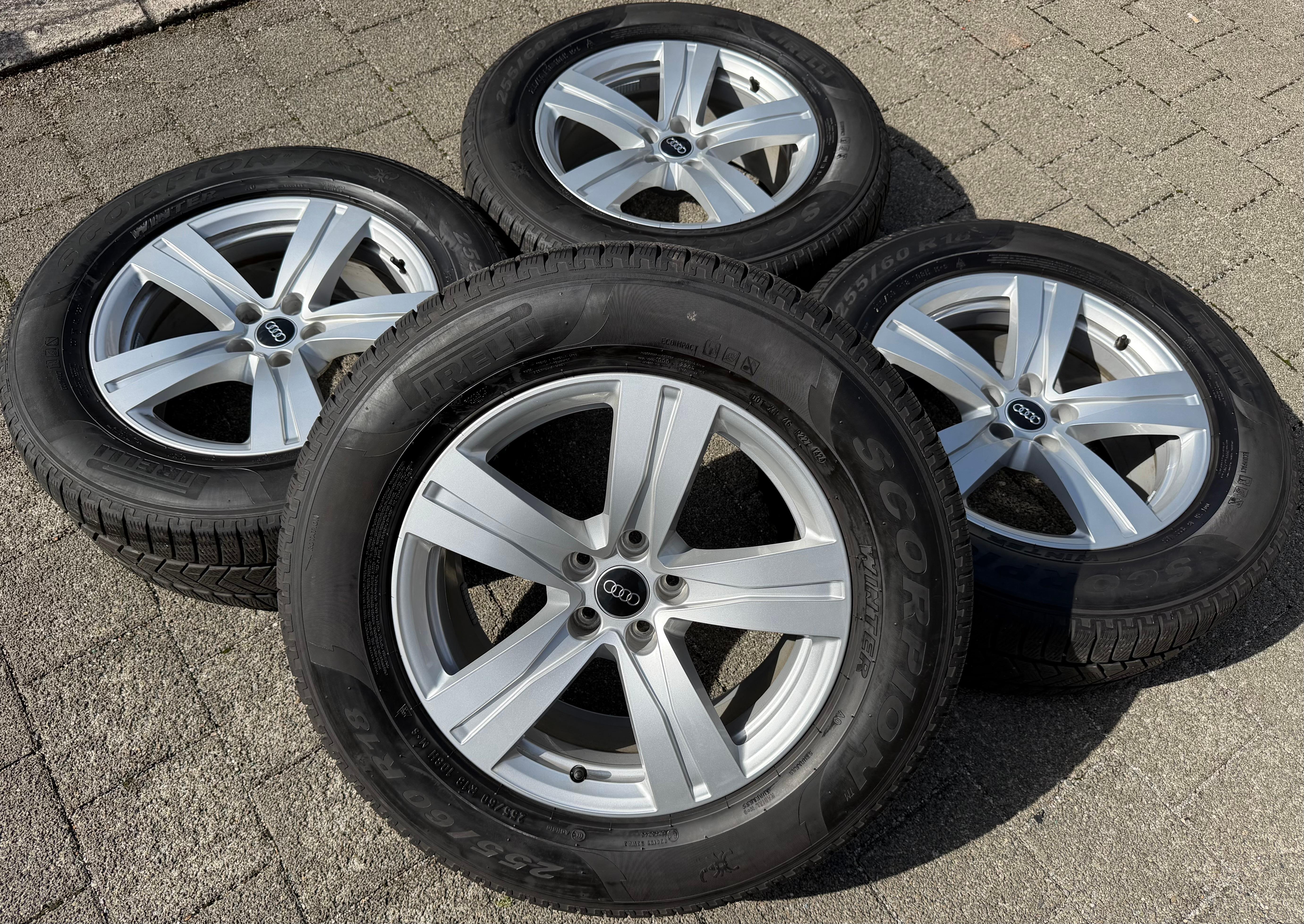 4 Original 18" Alu Winterräder Audi Q7 4M 255/60R18 108H 4M0601025A PIRELLI