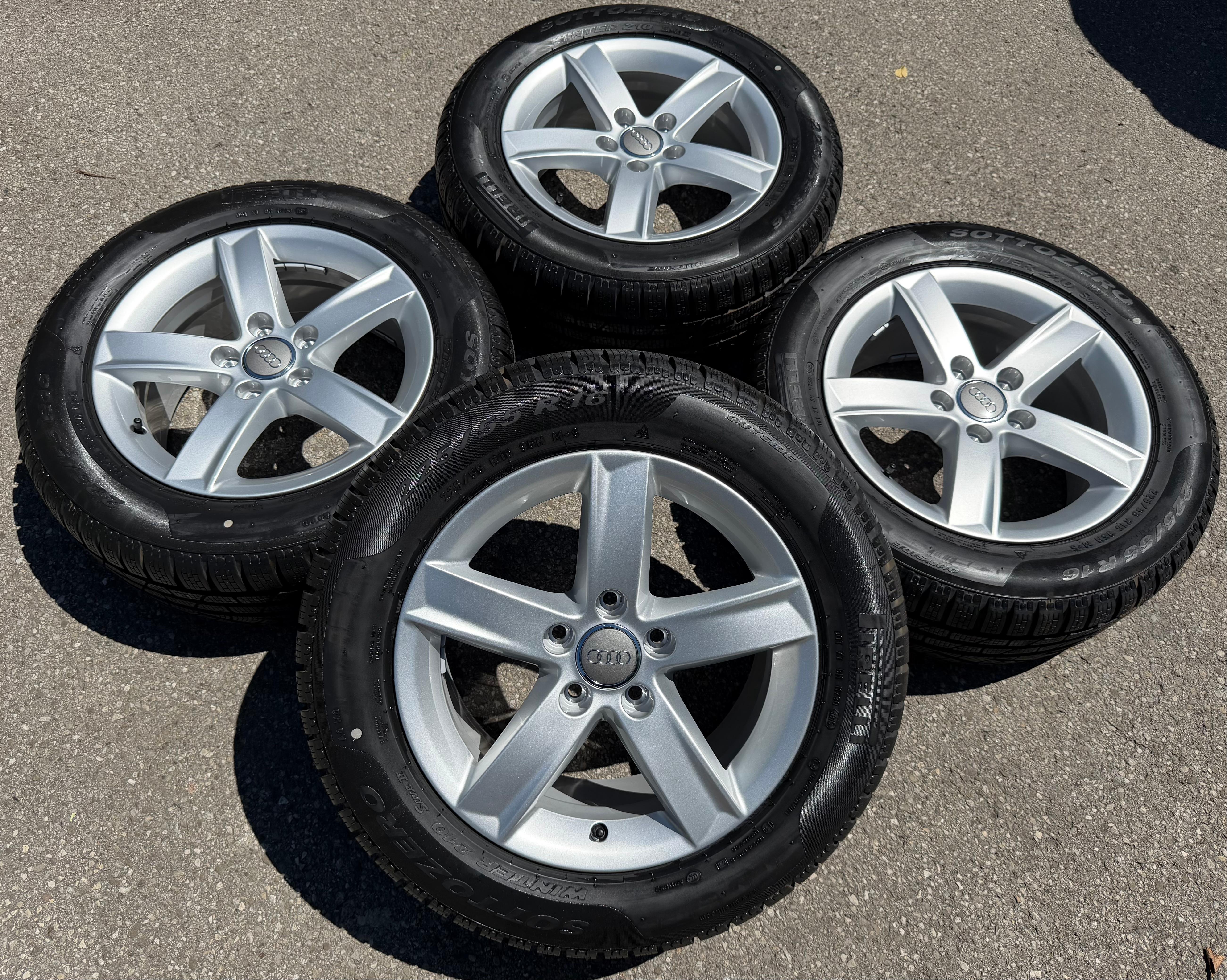 4 Original Alu Winterräder Audi A4 8K B8 B81 225/55R16 95H 8K0071496 Pirelli
