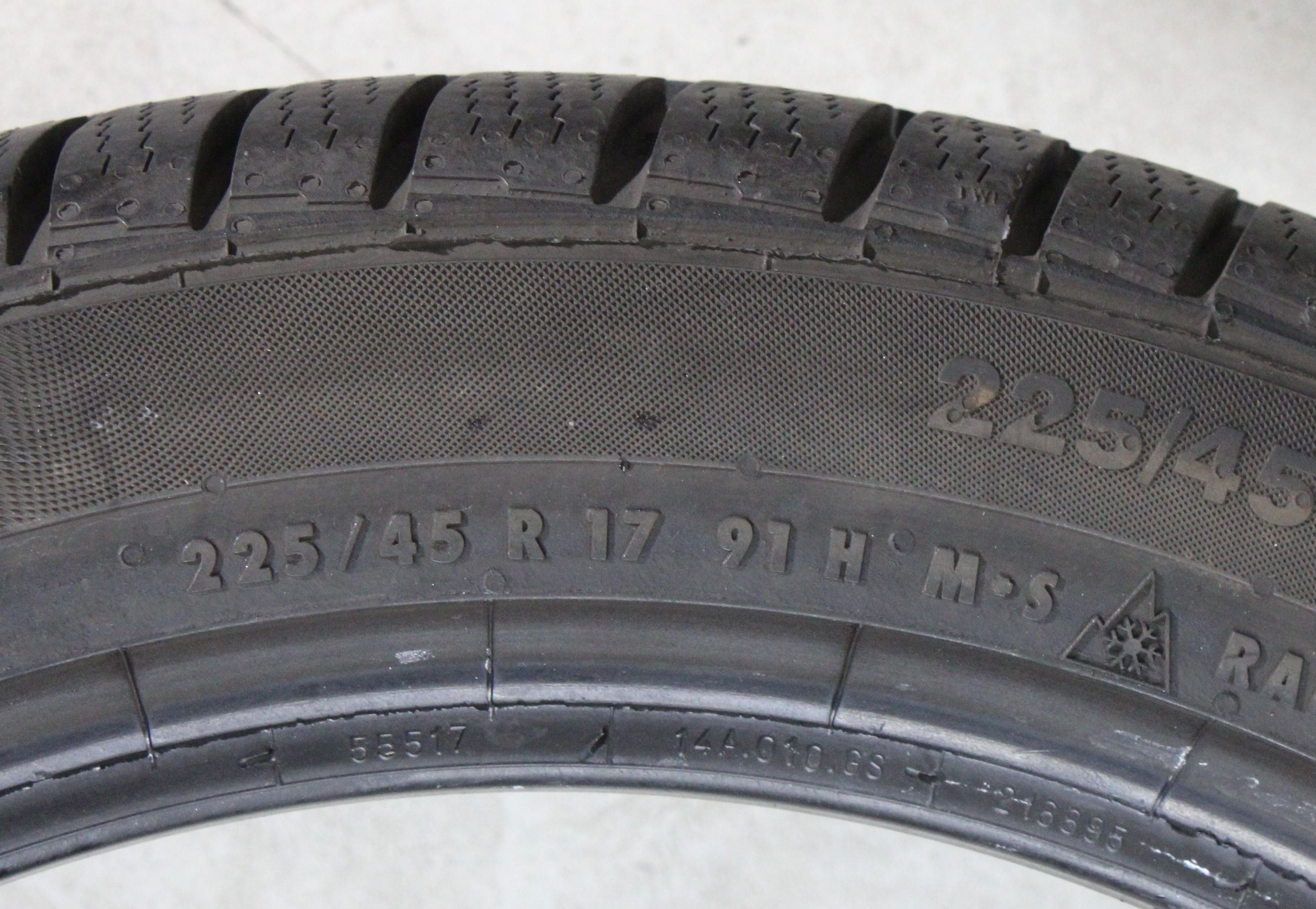 4 x 225/45R17 91H Winterreifen Continental Winter Contact TS830P SSR* Runflat 2x5-5,5mm/2x5,5-6mm 2016
