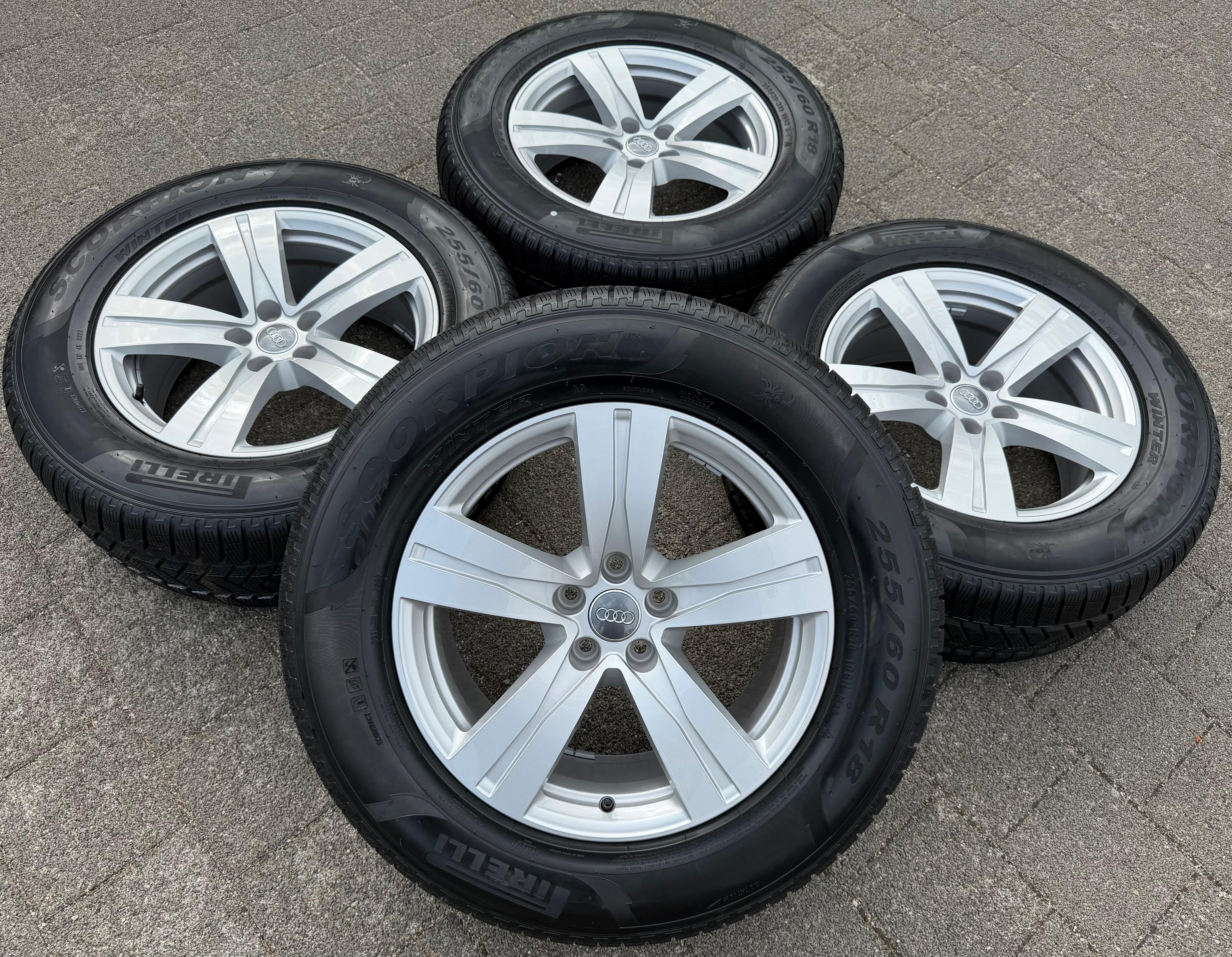 4 llantas de aluminio originales de invierno de 18" para Audi Q7 4M, 255/60R18 108H, 4M0601025A, Pirelli