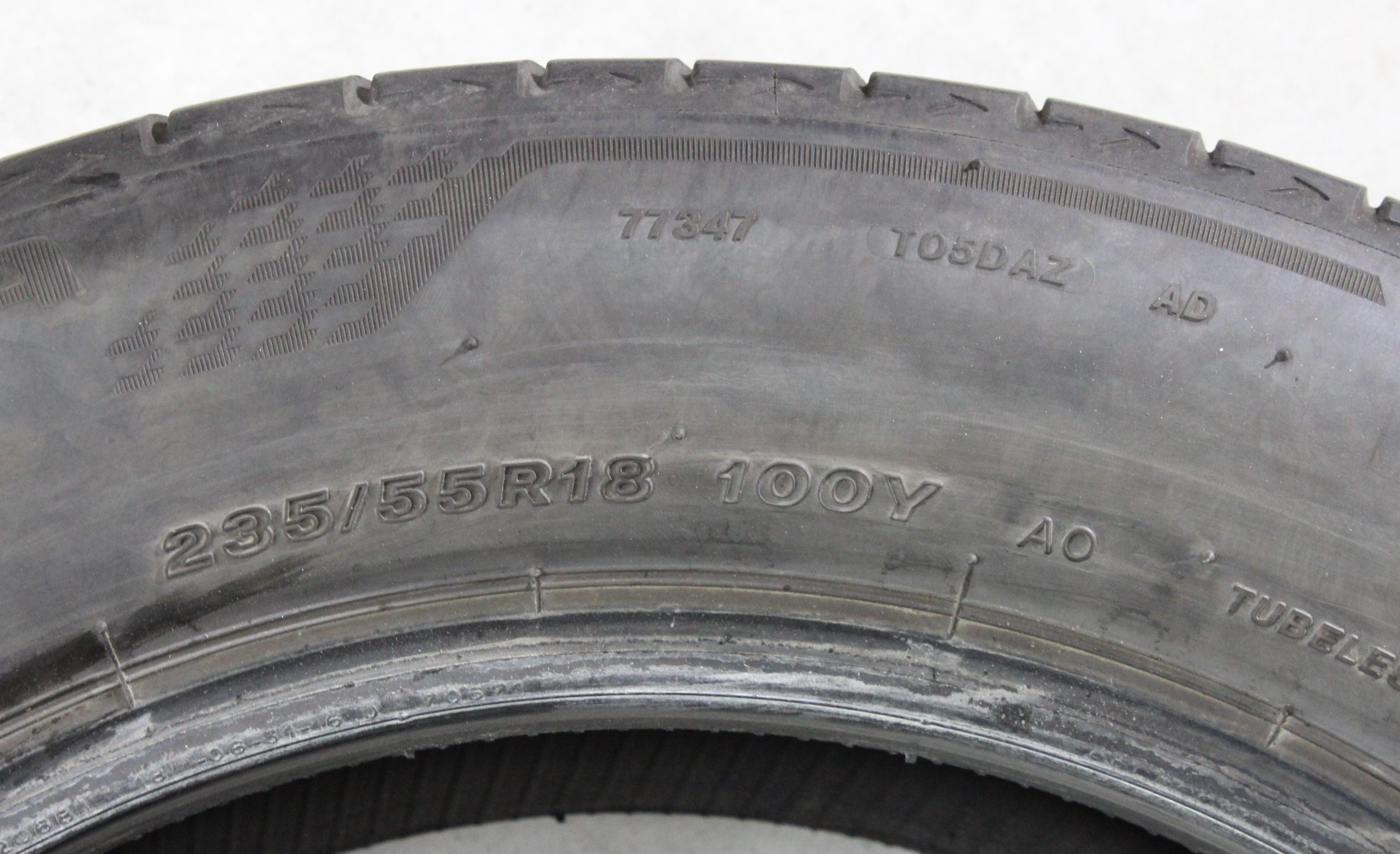 2 pneus d'été Bridgestone Turanza T005 AO 235/55R18 100Y, 1 x 4-4,5 mm / 1 x 4,5-5 mm, 2023