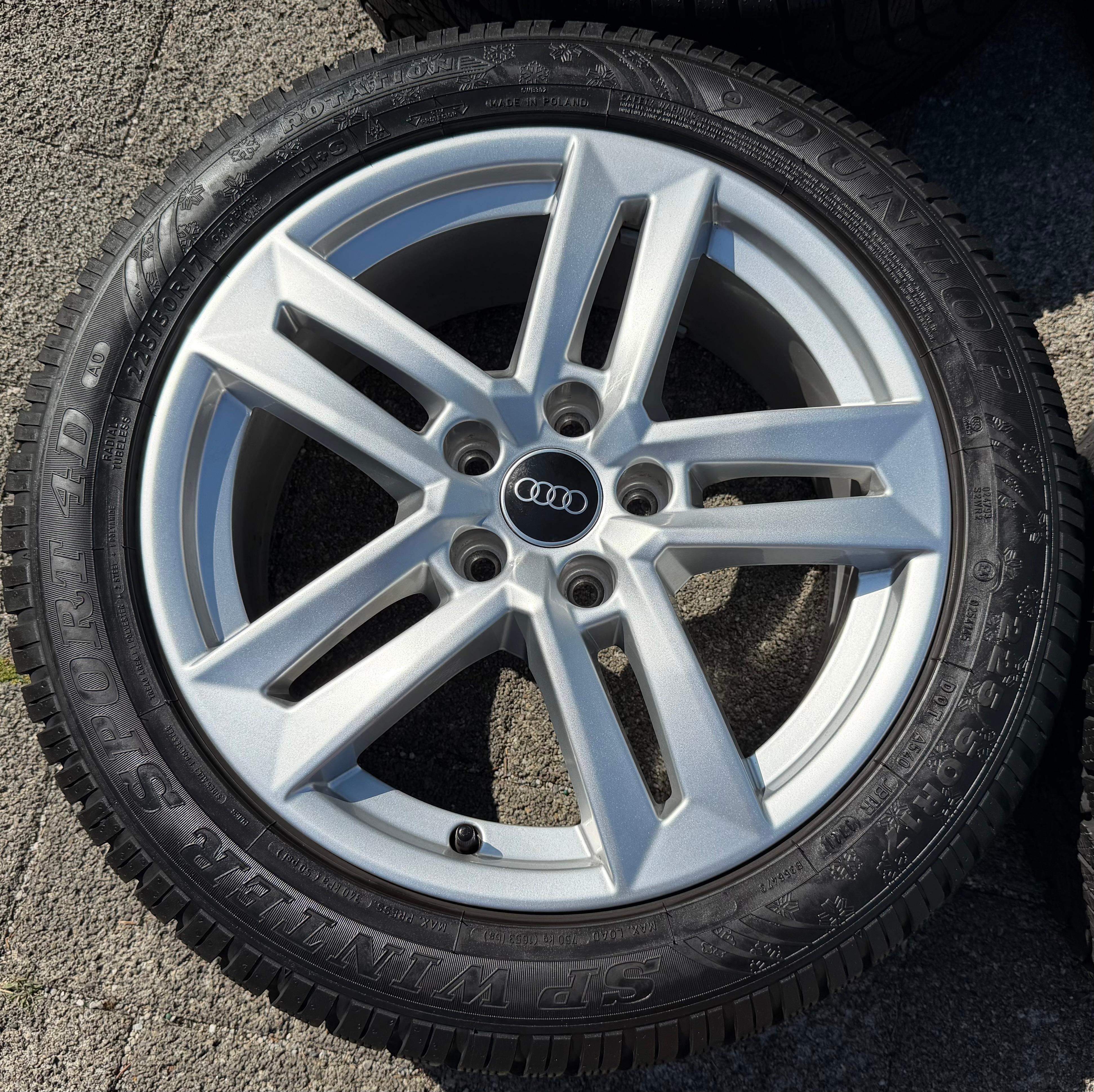 4 ruedas de invierno de aluminio originales de 17" para Audi A4 B9 8W 8W0601025P 225/50R17 98H Dunlop