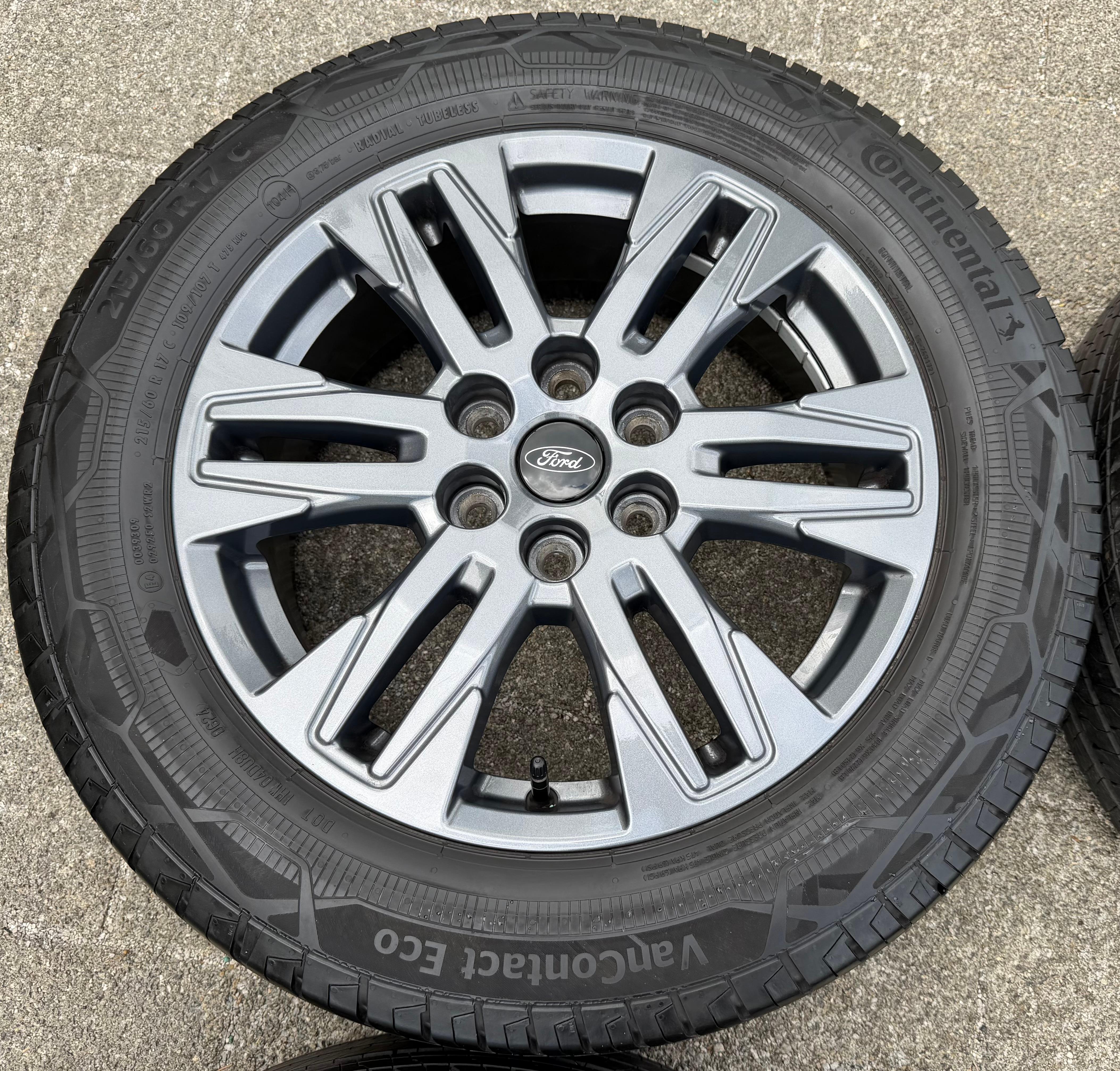 4 originele 17-inch aluminium Sommer-velgen voor Ford Transit Tourneo Custom NXN 2024, Continental PZ31-FA met bandenspanningscontrolesysteem (RDKS)