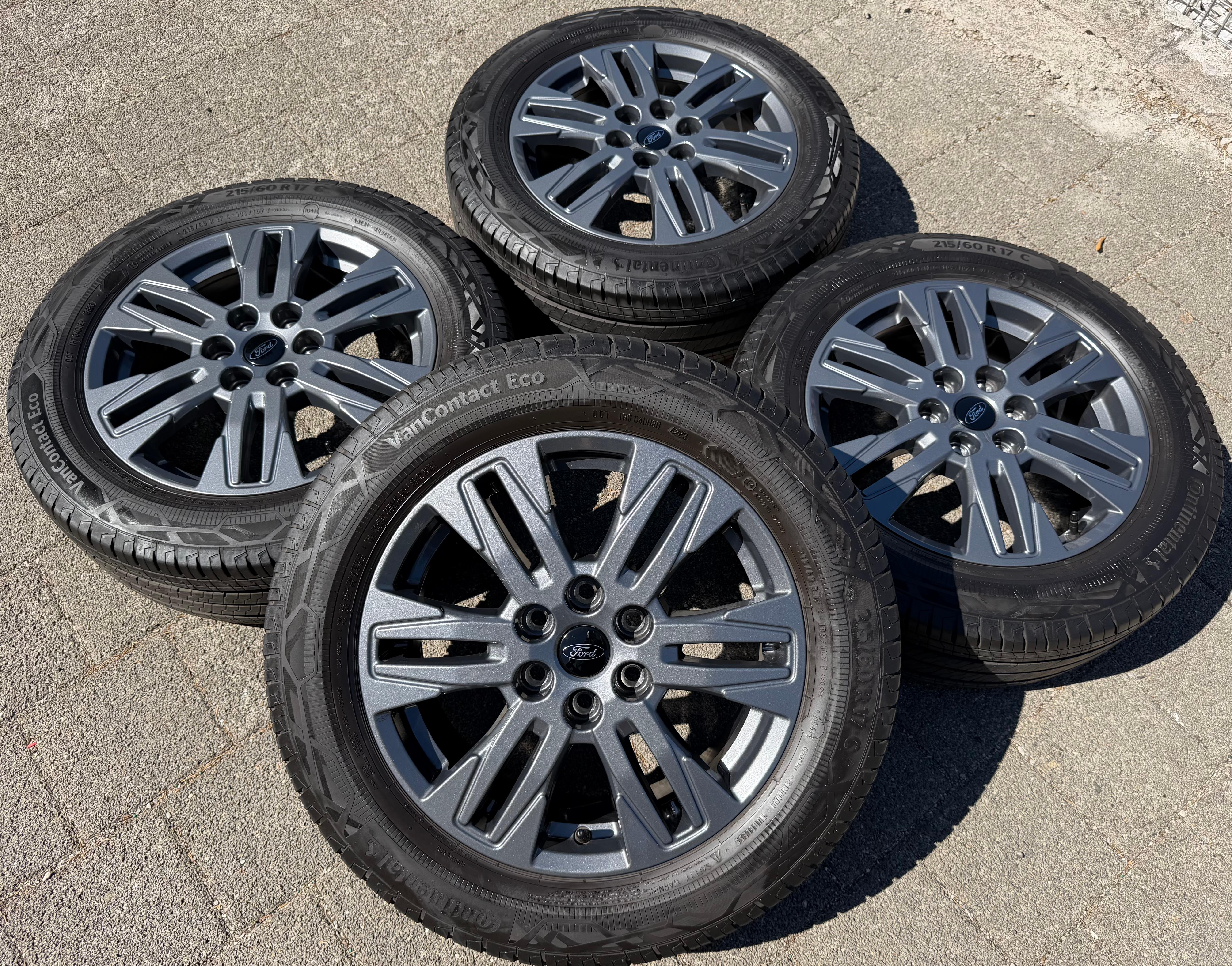 4 originele 17-inch aluminium Sommer-velgen voor Ford Transit Tourneo Custom NXN 2023, Continental PZ31-FA met bandenspanningscontrolesysteem (RDKS)