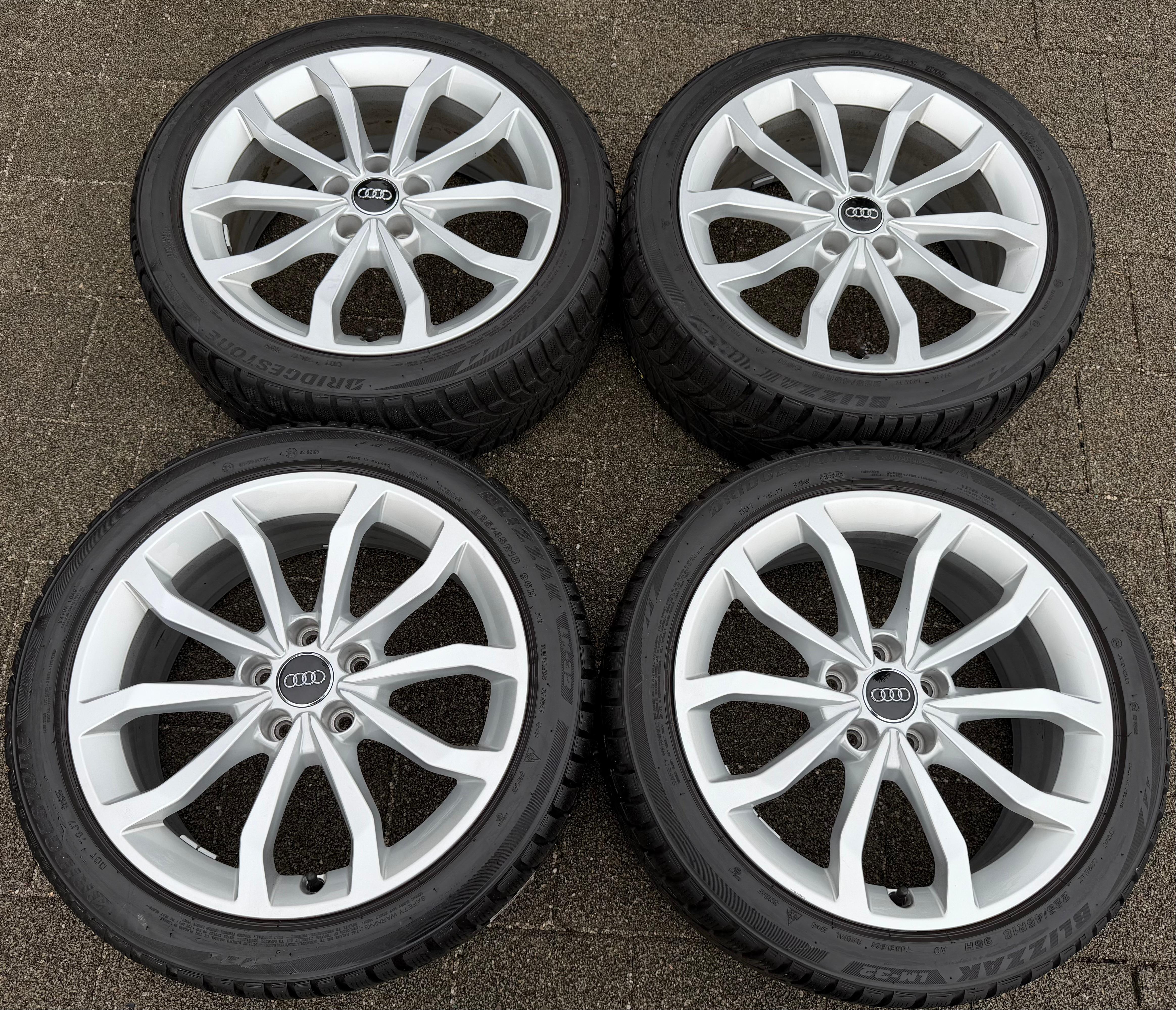 4 ruedas de invierno de aluminio originales de 18" para Audi A4 S4 8W 8W0601025ED 225/45R18 95H Bridgestone