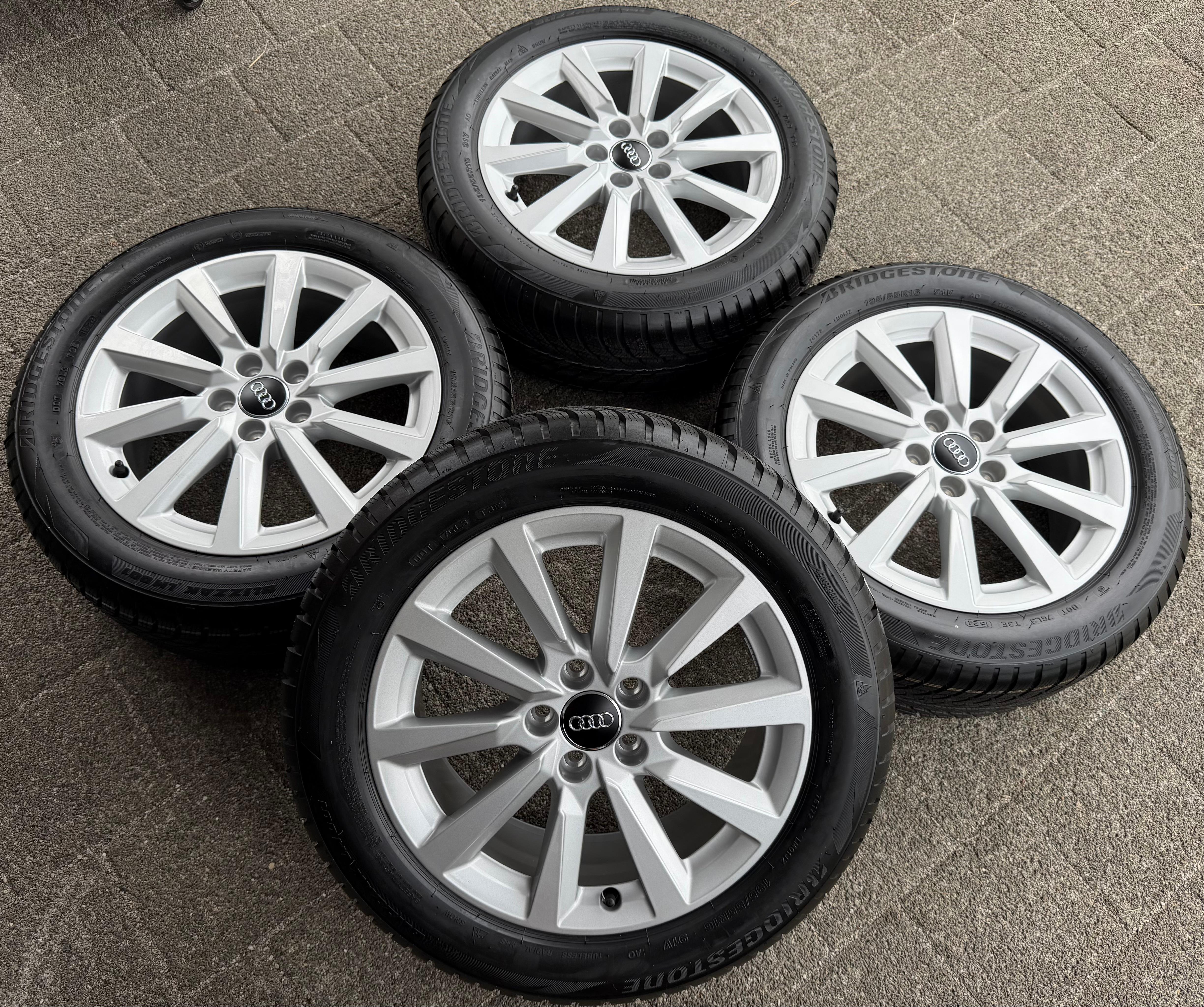 4 Original Alu Winterräder Audi A1 GB 82A601025C 195/55R16 91V Bridgestone NEU