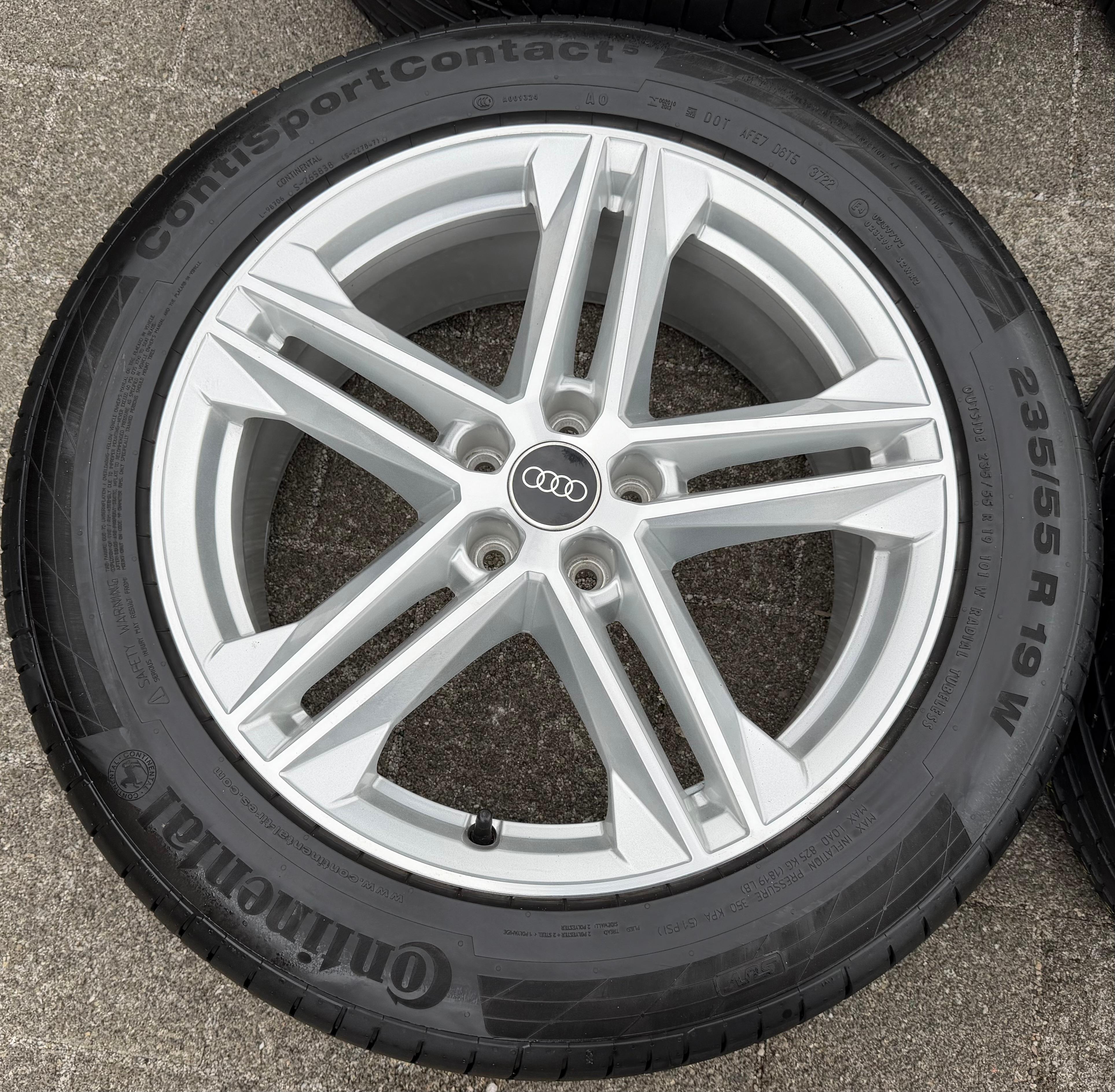 4 Original 19" Alu Sommerräder Audi Q5 SQ5 FY 80A601025G 235/55R19 101W Continental
