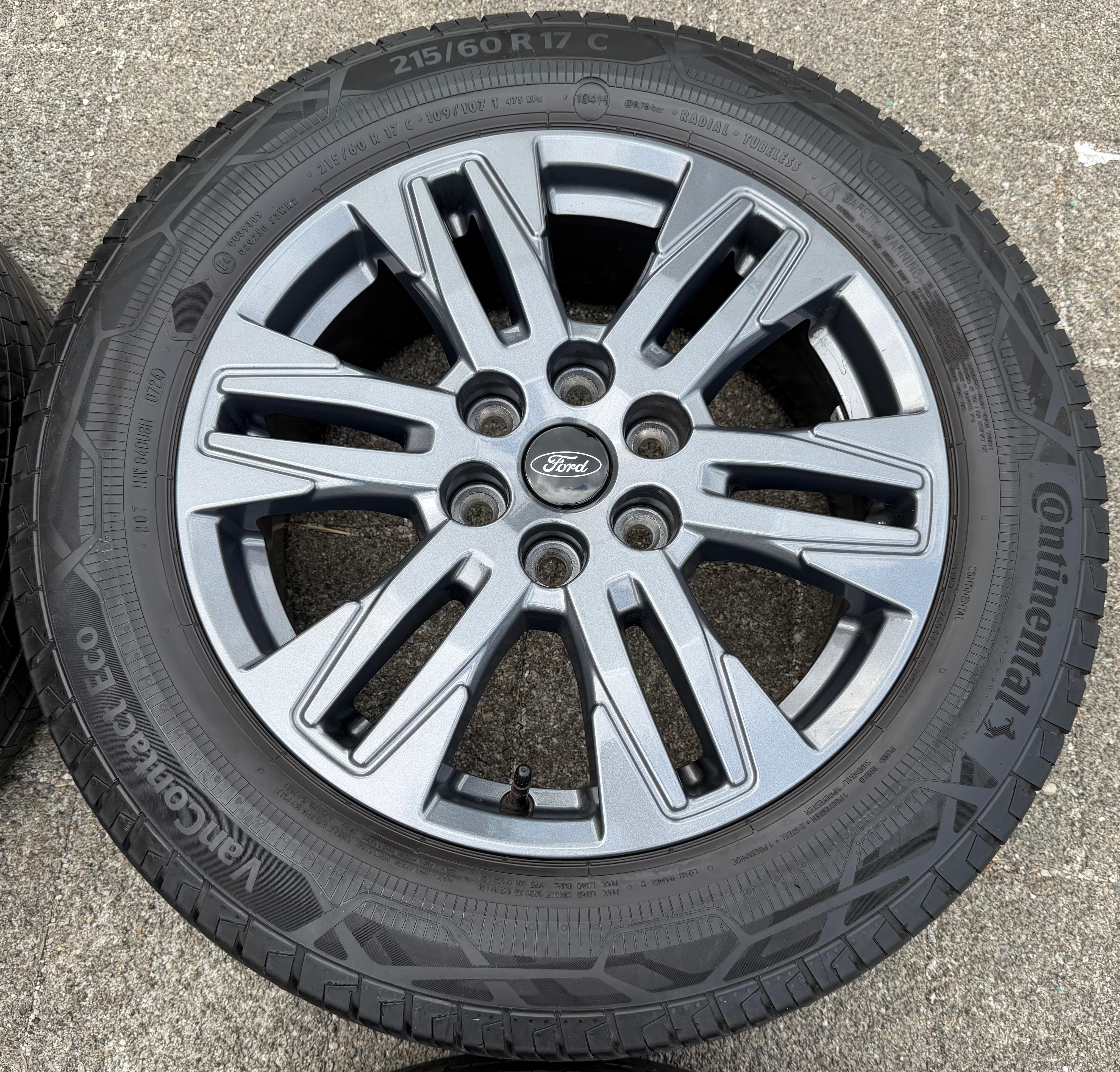 4 originele 17-inch aluminium Sommer-velgen voor Ford Transit Tourneo Custom NXN 2024, Continental PZ31-FA met bandenspanningscontrolesysteem (RDKS)