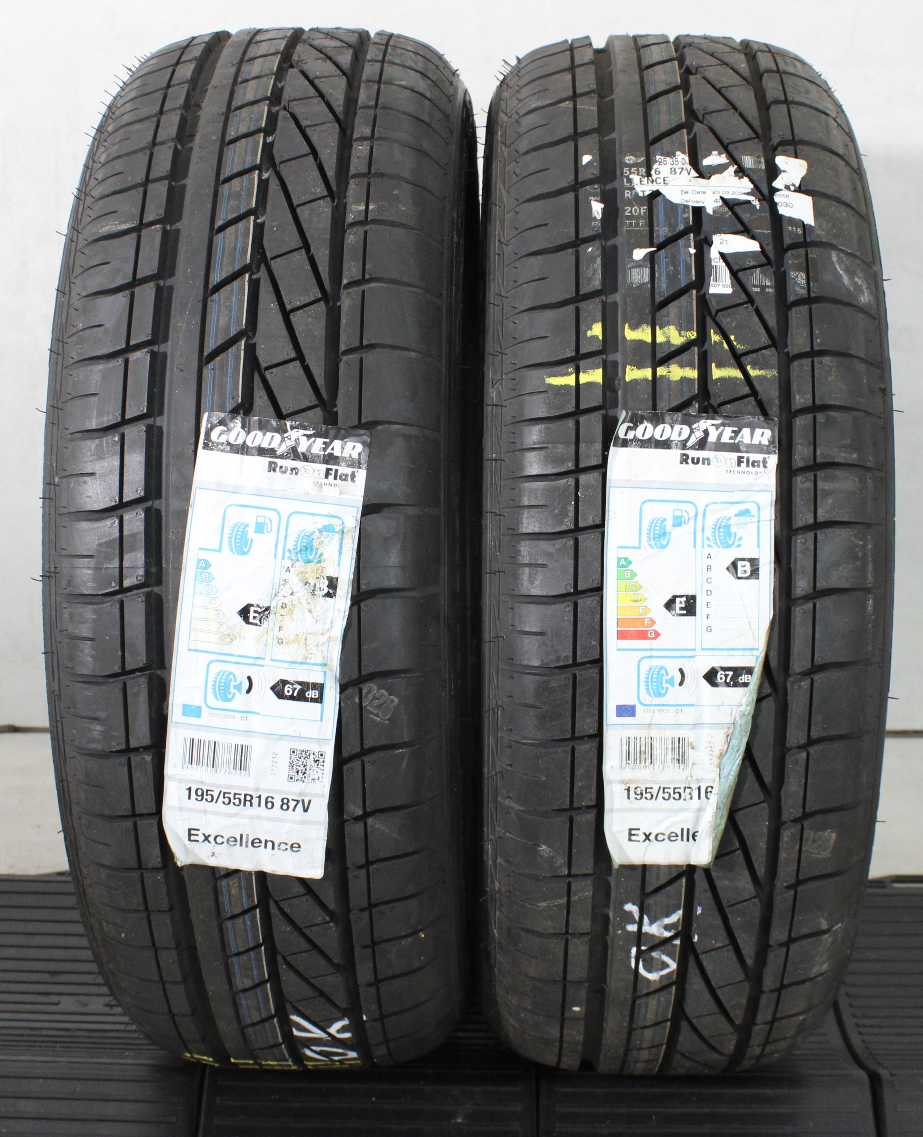 2 x 195/55R16 87V Sommerreifen Goodyear Excellence Runflat Volles Profil 2019 *