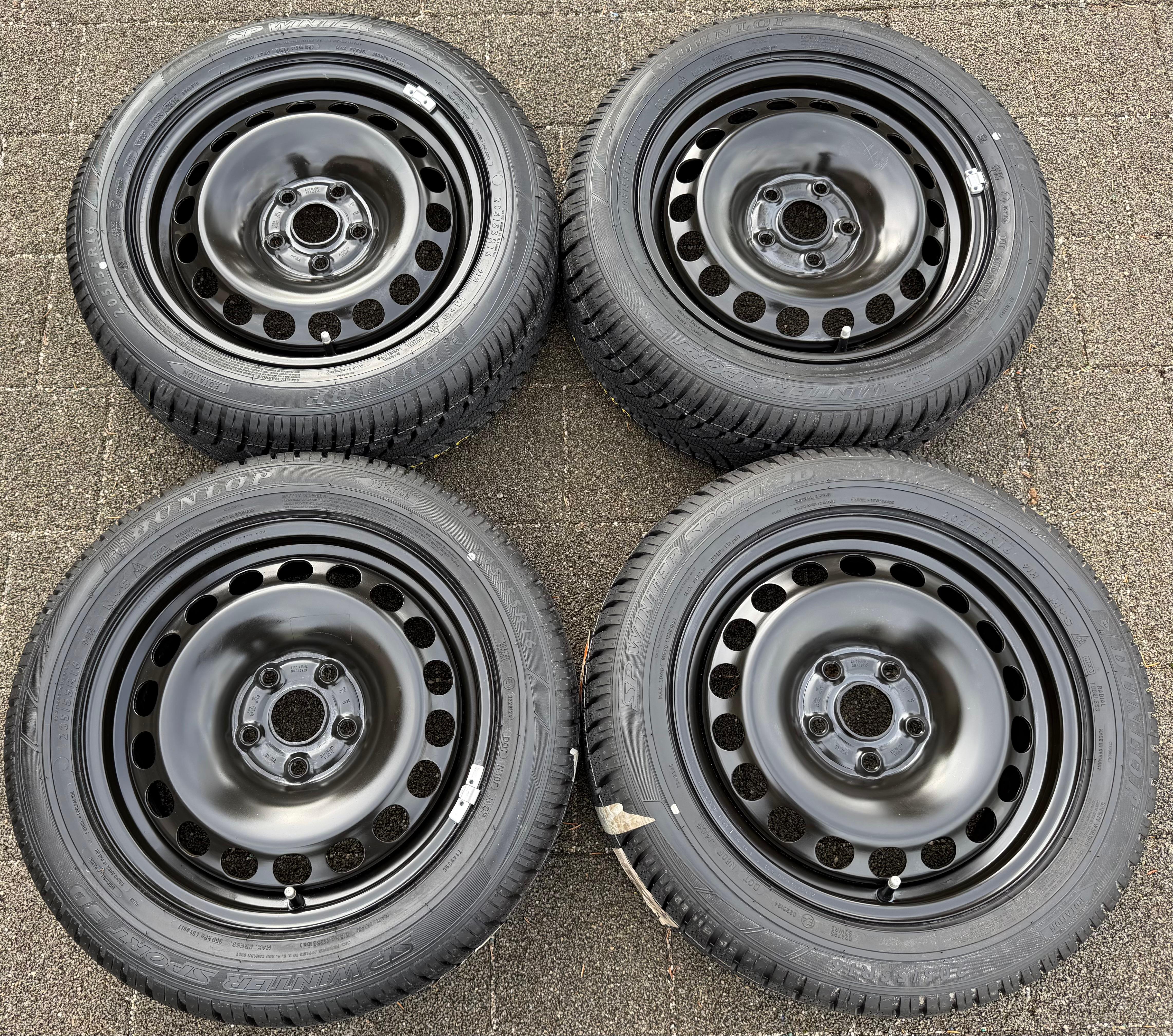 4 roues hiver VW Passat 3C Eos 1F Scirocco 13 205/55R16 91H 3C0601027BE Dunlop