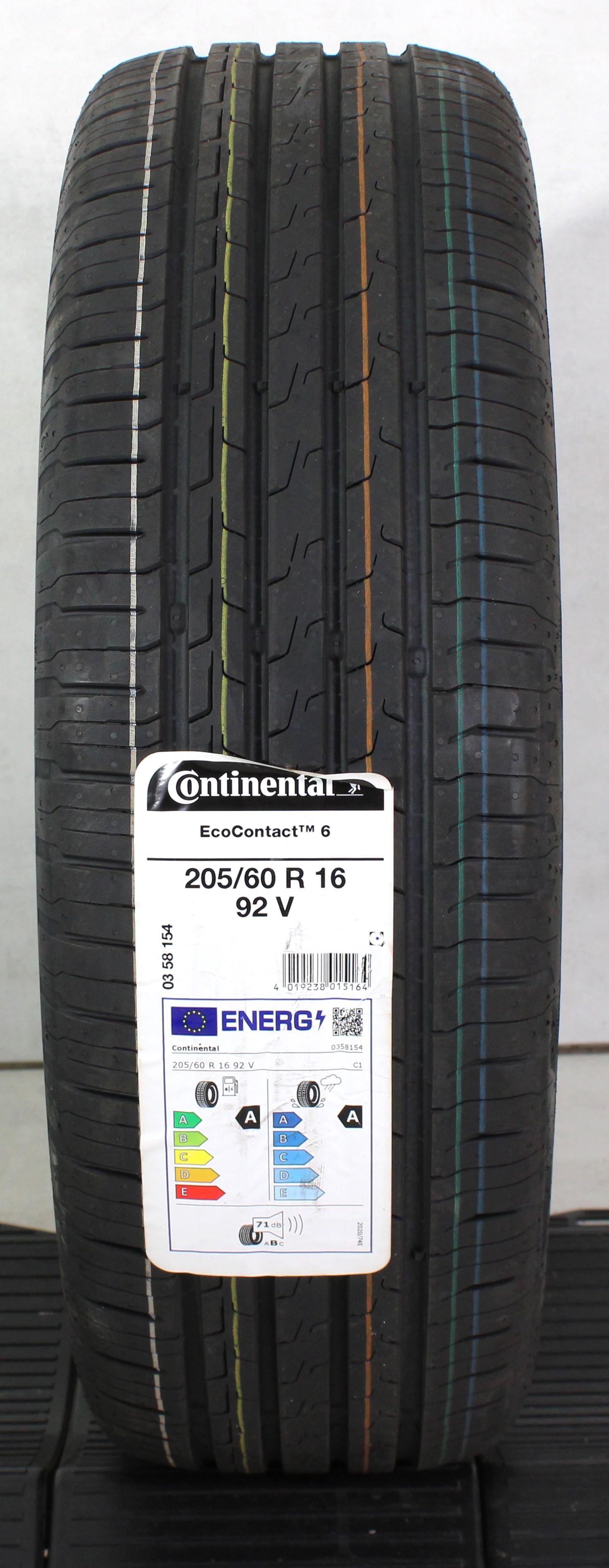 1 x 205/60R16 92V Sommerreifen Continental Eco Contact 6 2021 NEU