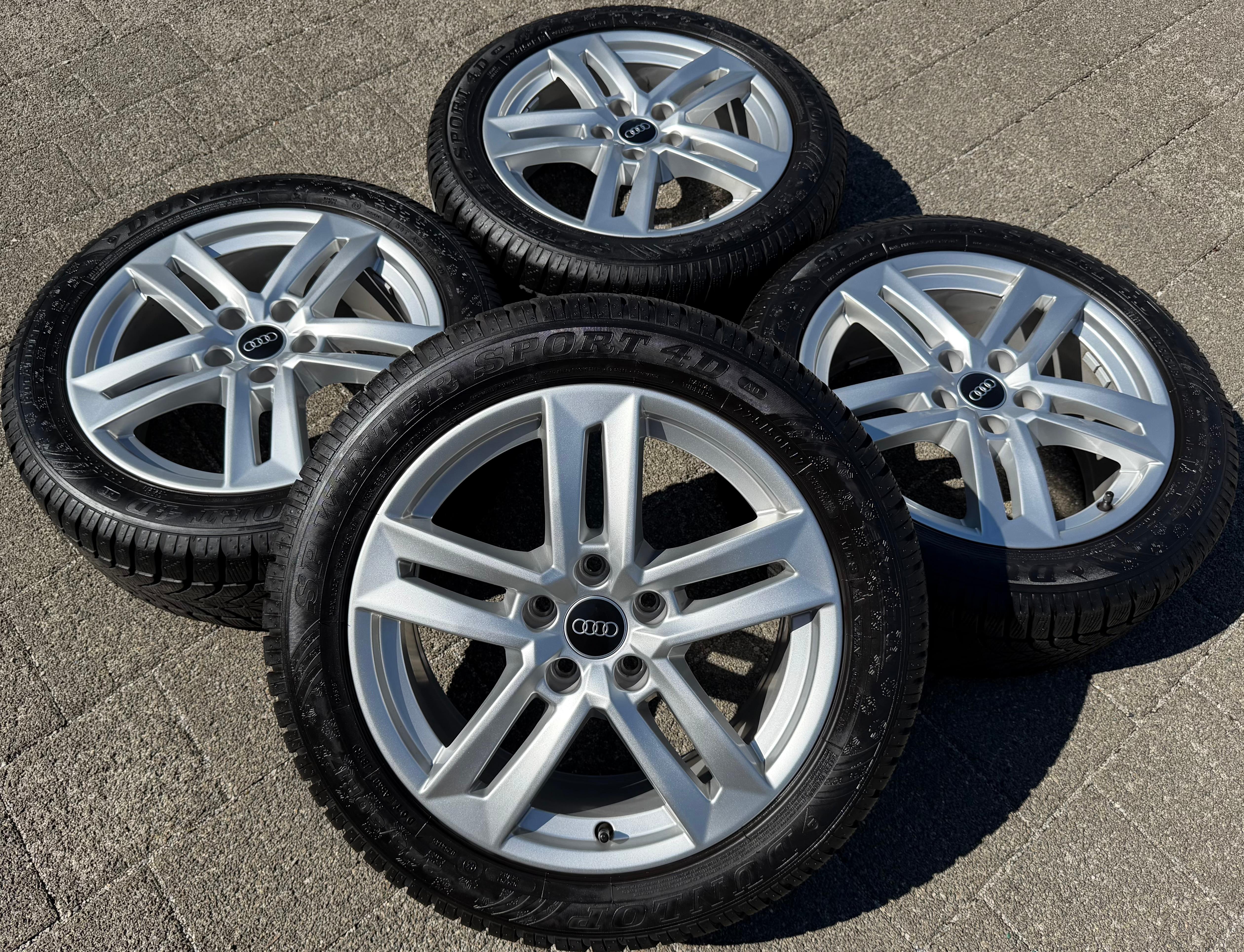 4 jantes d'hiver d'origine en alliage 17 pouces pour Audi A4 B9 8W 8W0601025P 225/50R17 98H Dunlop