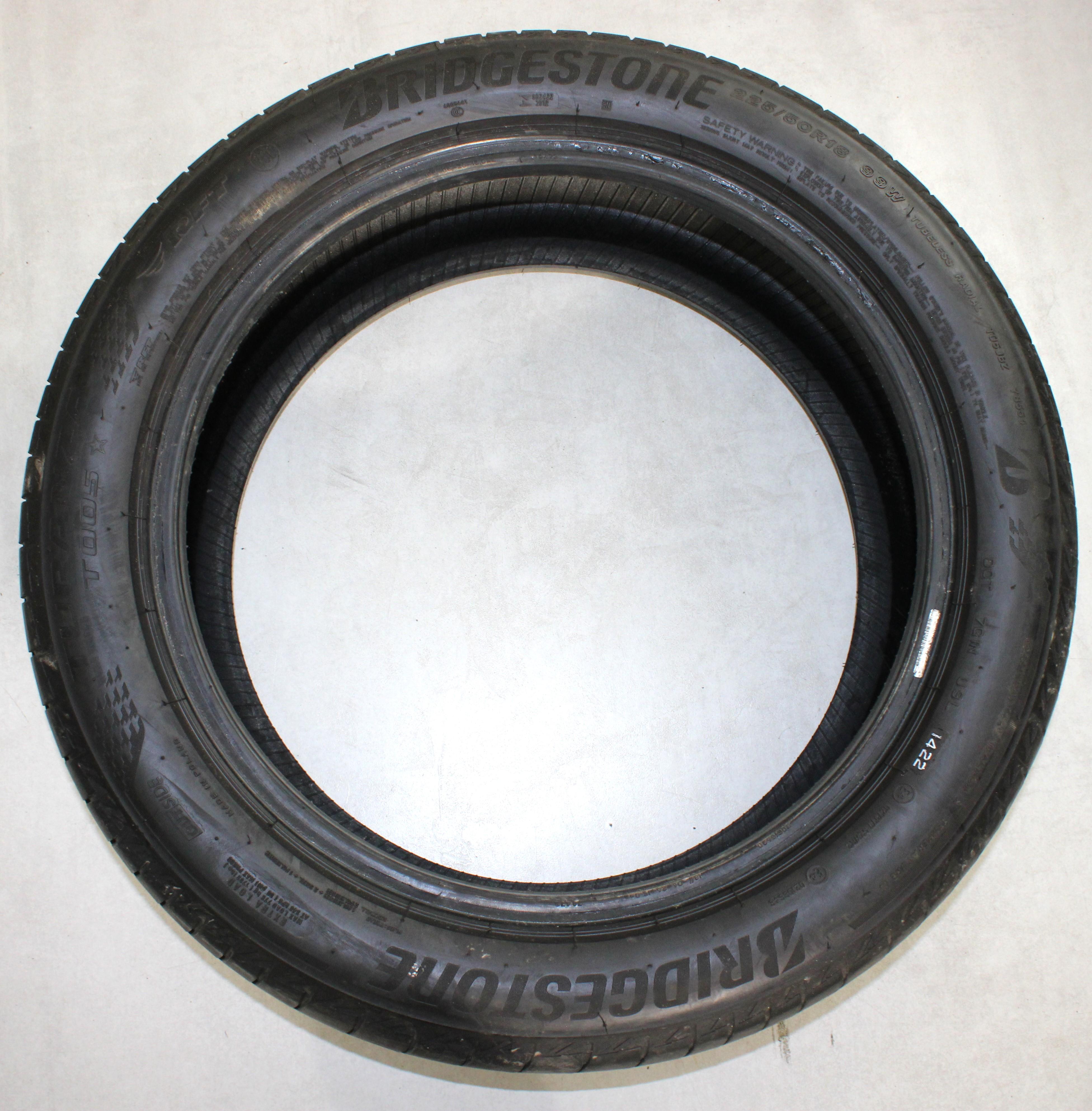 2 pneus d'été Bridgestone Turanza T005 Runflat 225/50R18 99W, profondeur de sculpture 4,5-5 mm, année 2022 *