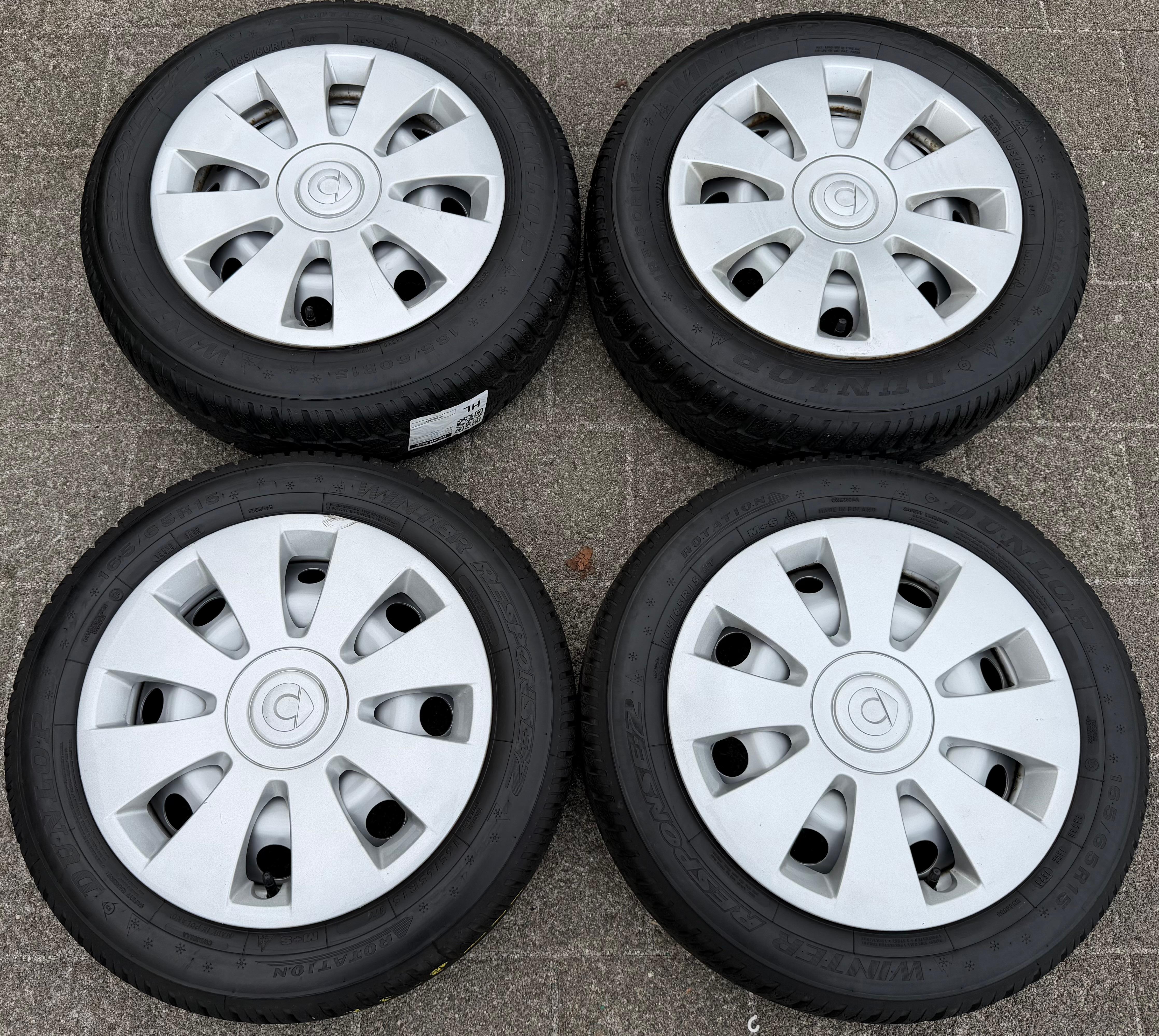 4 Original Winterräder Smart 453 165/65R15 81T 185/60R15 84T Dunlop RDKS