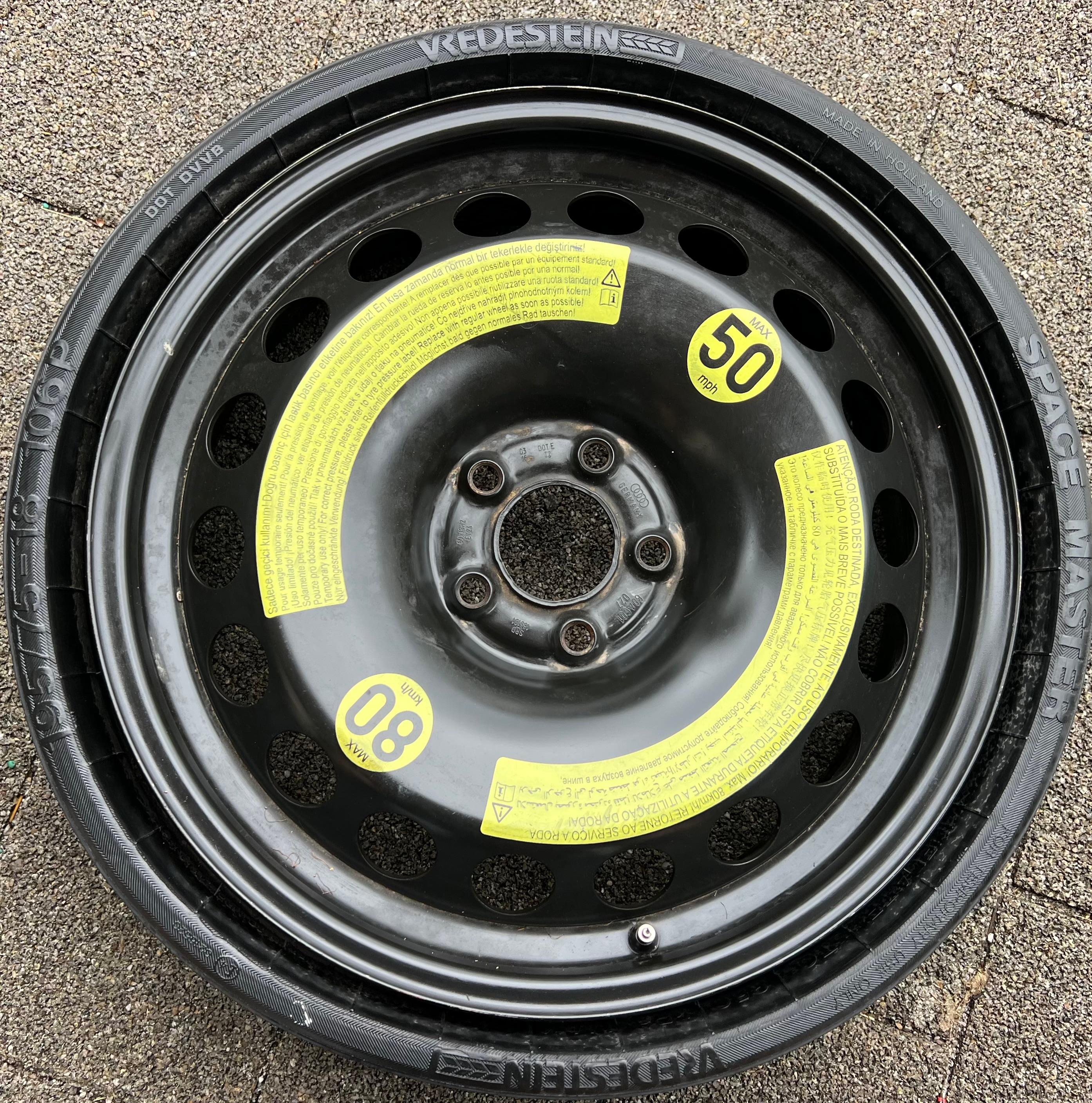 1 X RESERVERAD NOTRAD AUDI Q5 FY 80A601027B 195/75R18 106P 2016 FREIHAUS