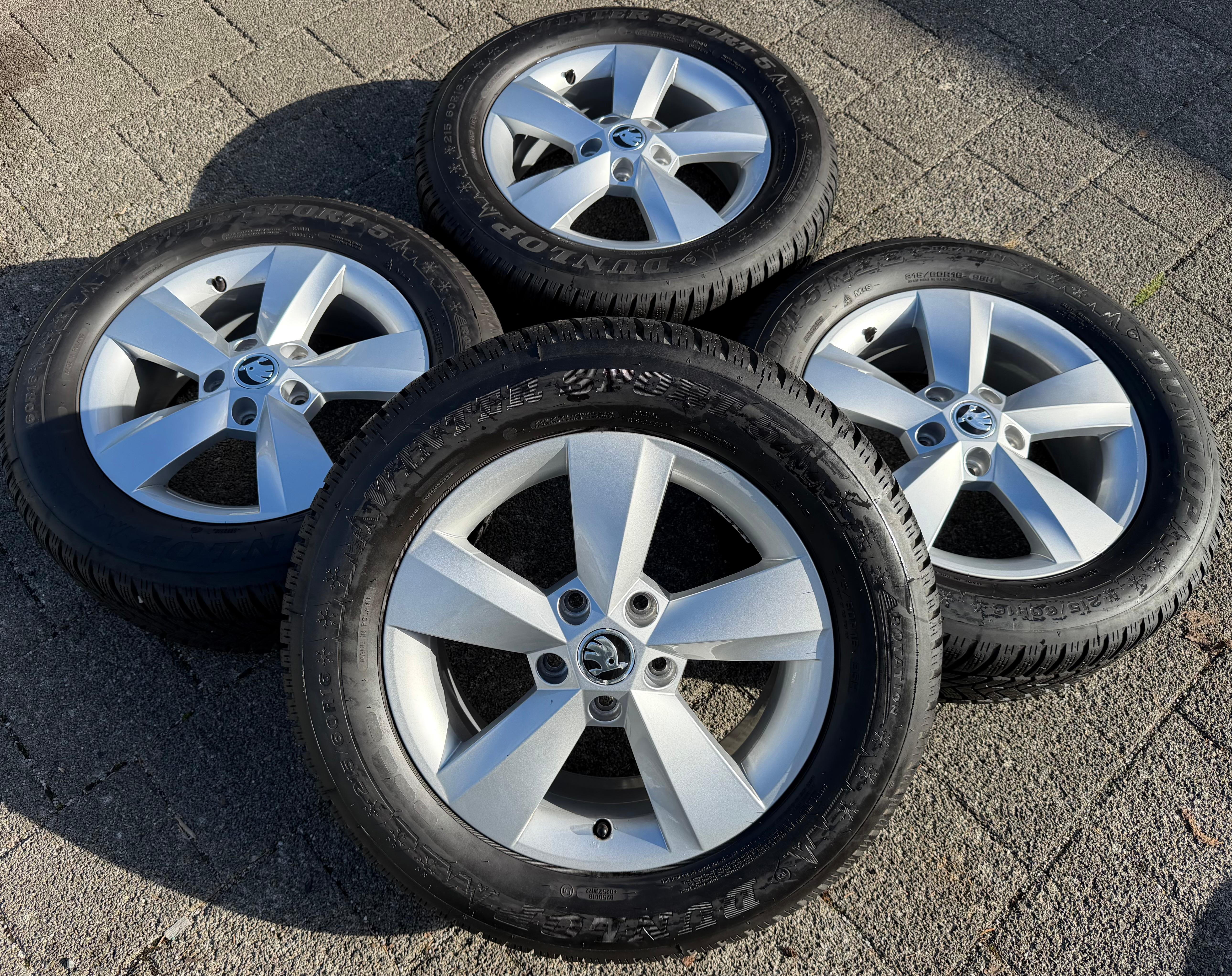4 Original Alu Winterräder Skoda Karoq NU7 Nanuq 215/60R16 95H Dunlop 7,5-8MM