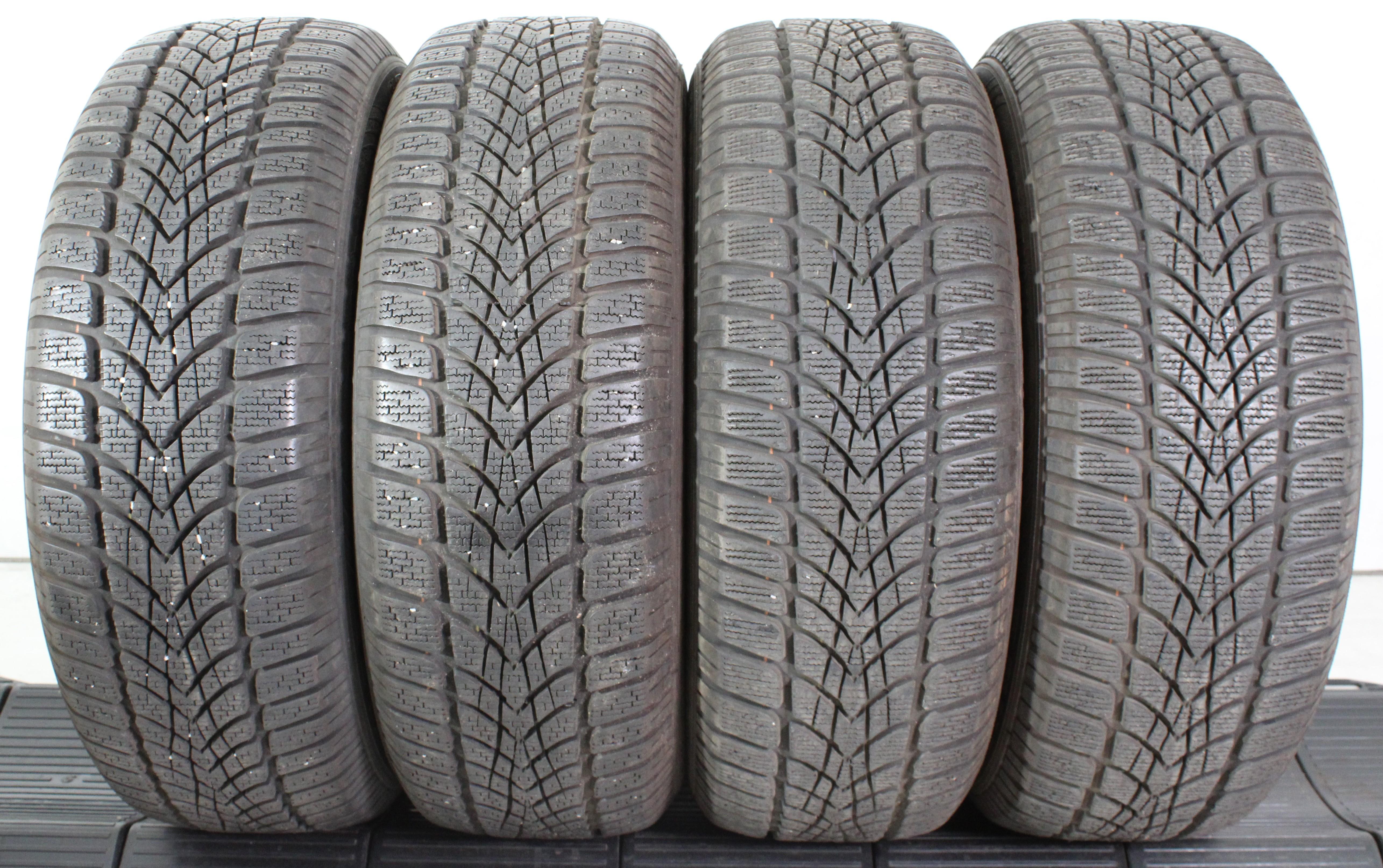 4 x 205/60R16 96H Winterreifen Dunlop SP Winter Sport 4D 2x6mm/2x6,5-7mm 2014 XL