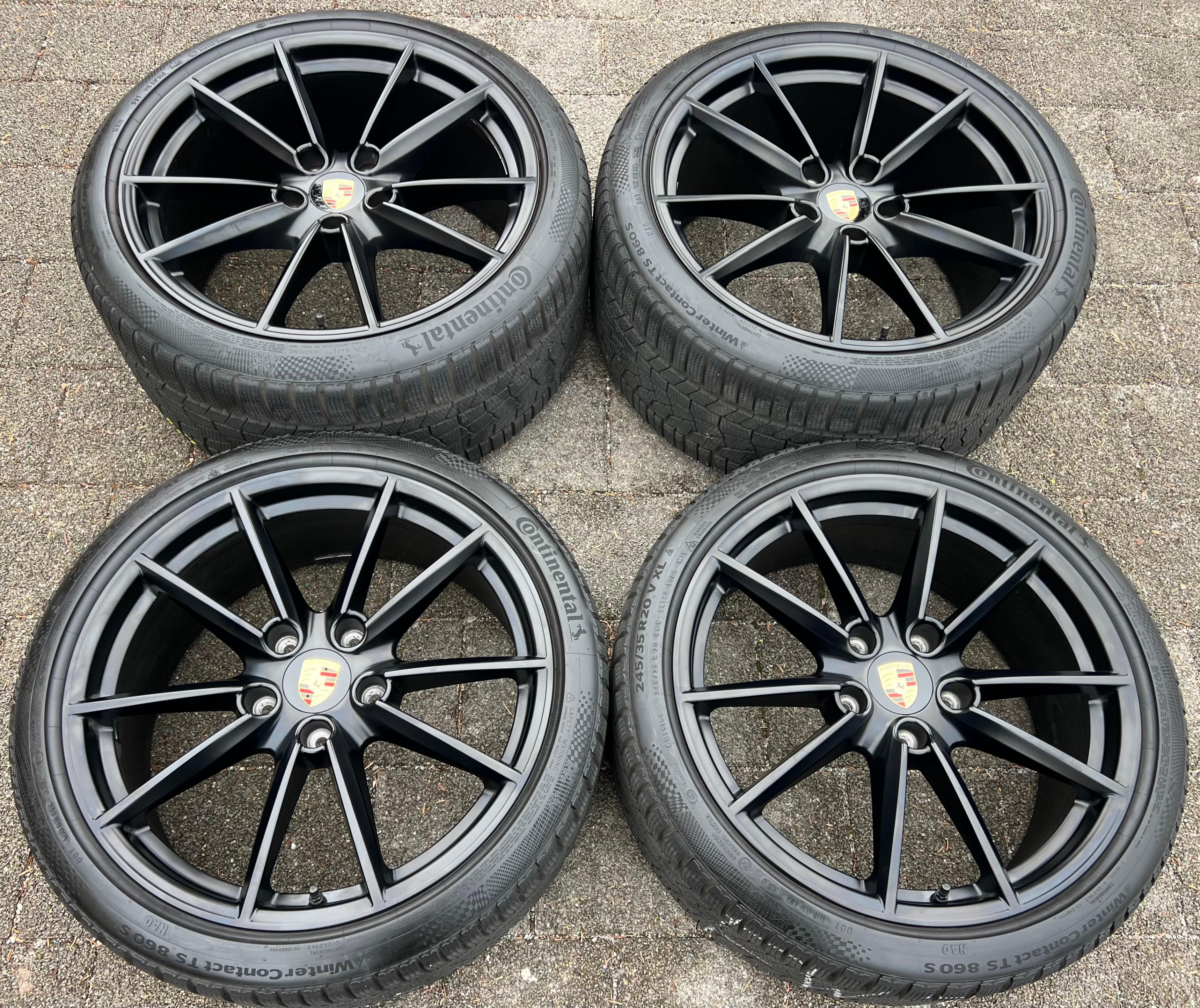 4 RUEDAS DE INVIERNO DE ALEACIÓN ORIGINALES DE 20" 21" PARA PORSCHE 911 992 992601025C 992601025D NEGRAS RDKS