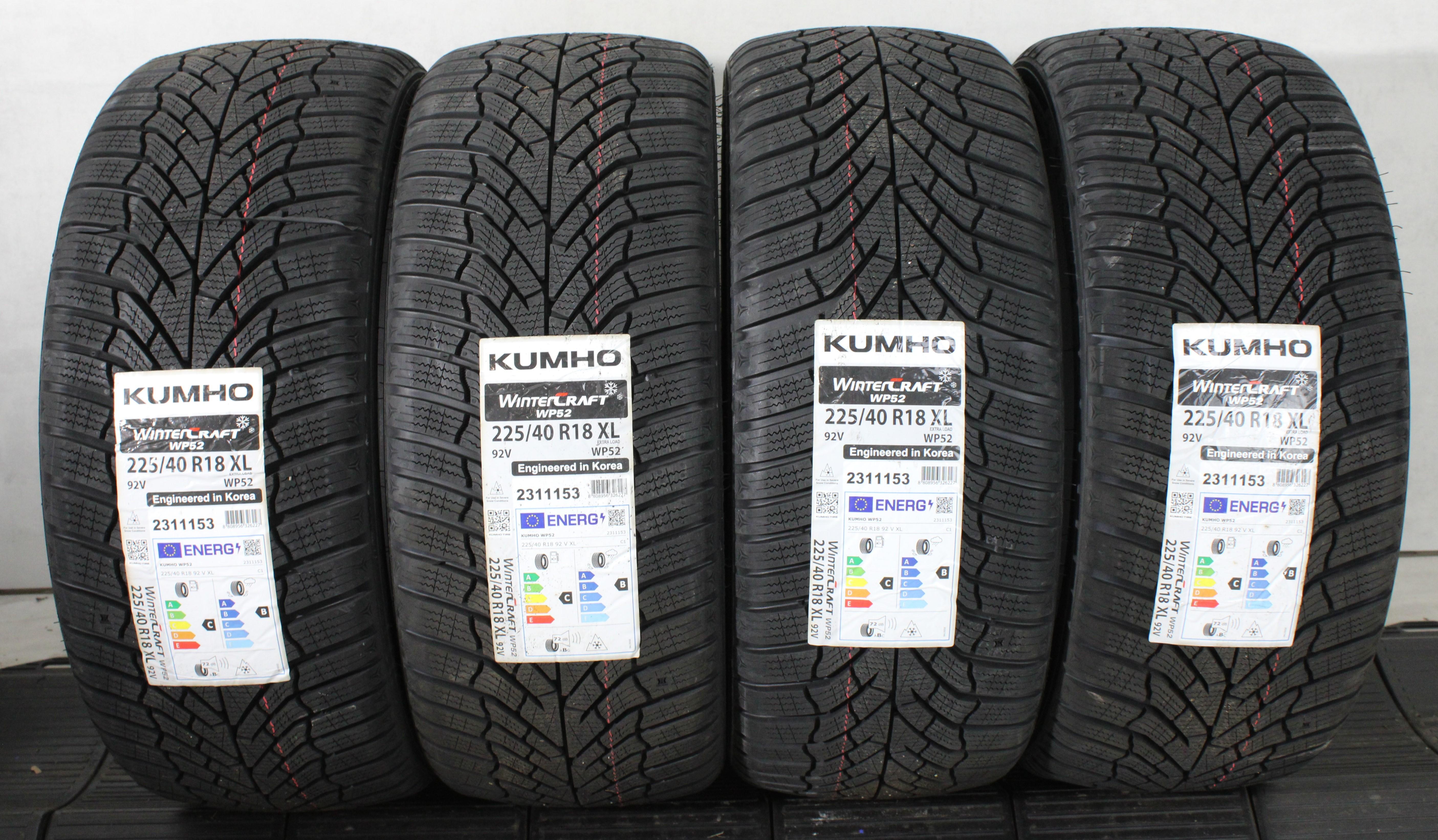 4 x 225/40R18 92V Winterreifen Kumho Wintercraft WP52 2024 NEU