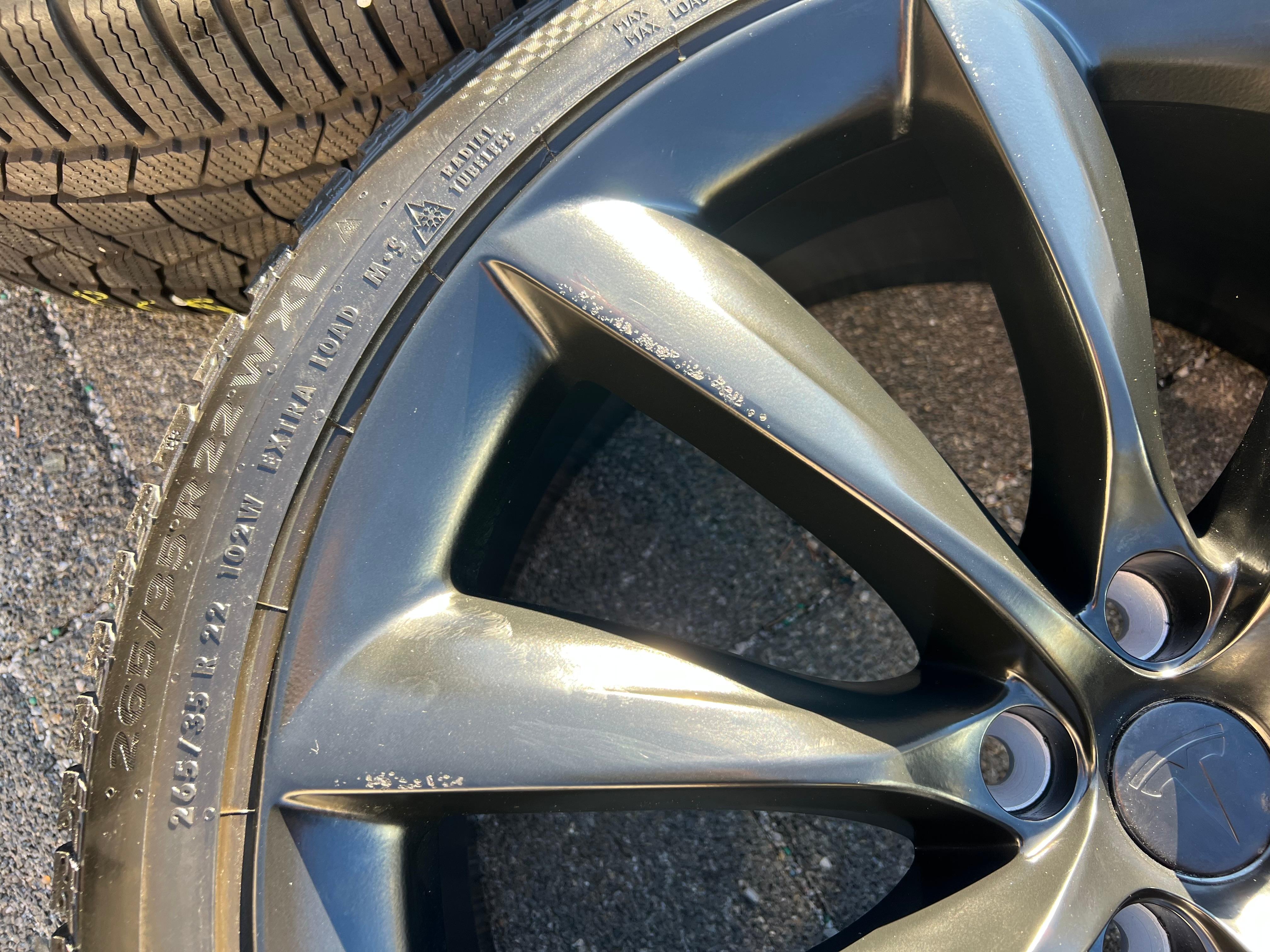 4 roues hiver complètes en alliage 22" d’origine pour TESLA MODEL X 5YJX 1072246-00-E 1072246-00-F RDKS