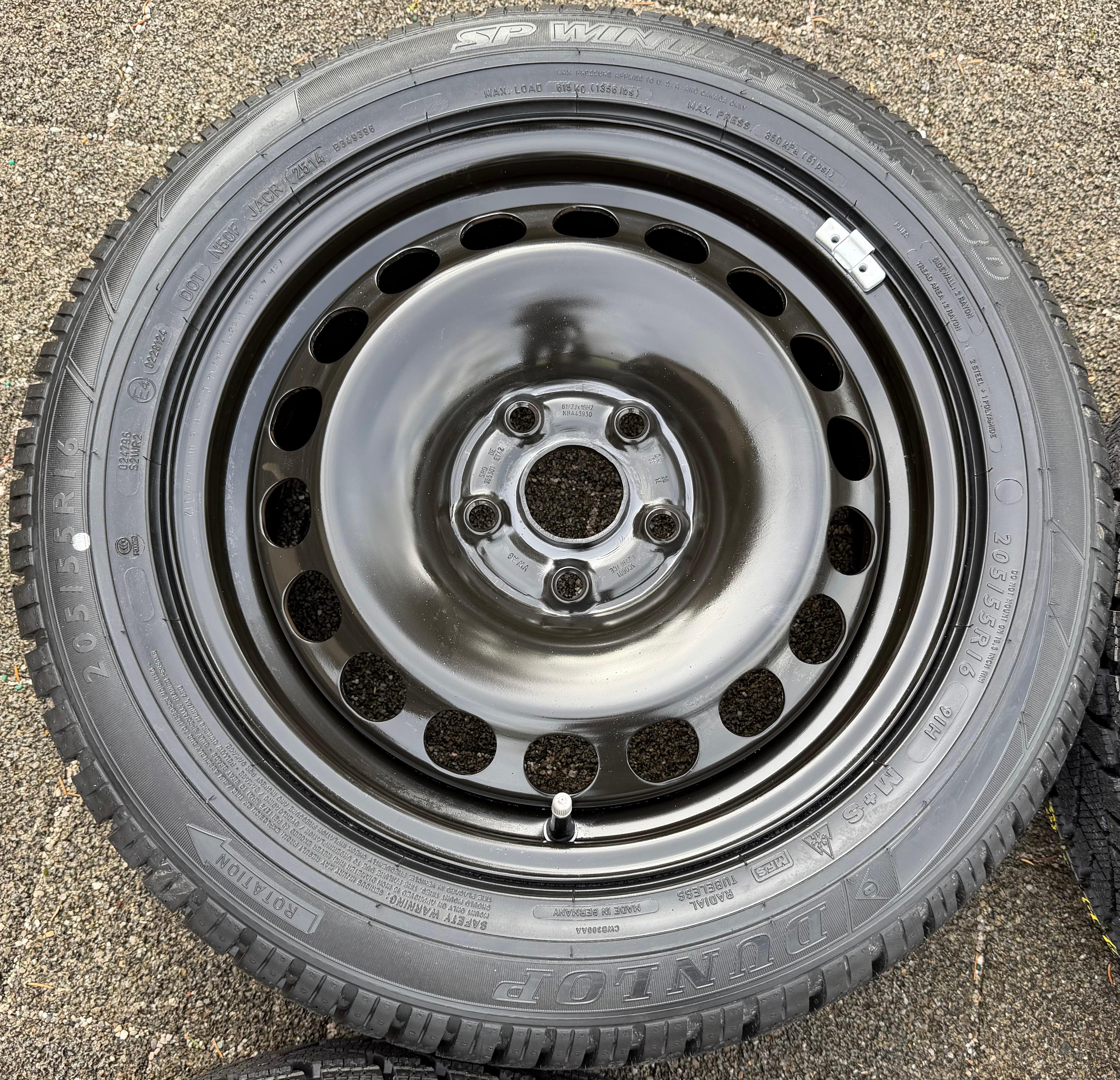 4 roues hiver VW Passat 3C Eos 1F Scirocco 13 205/55R16 91H 3C0601027BE Dunlop
