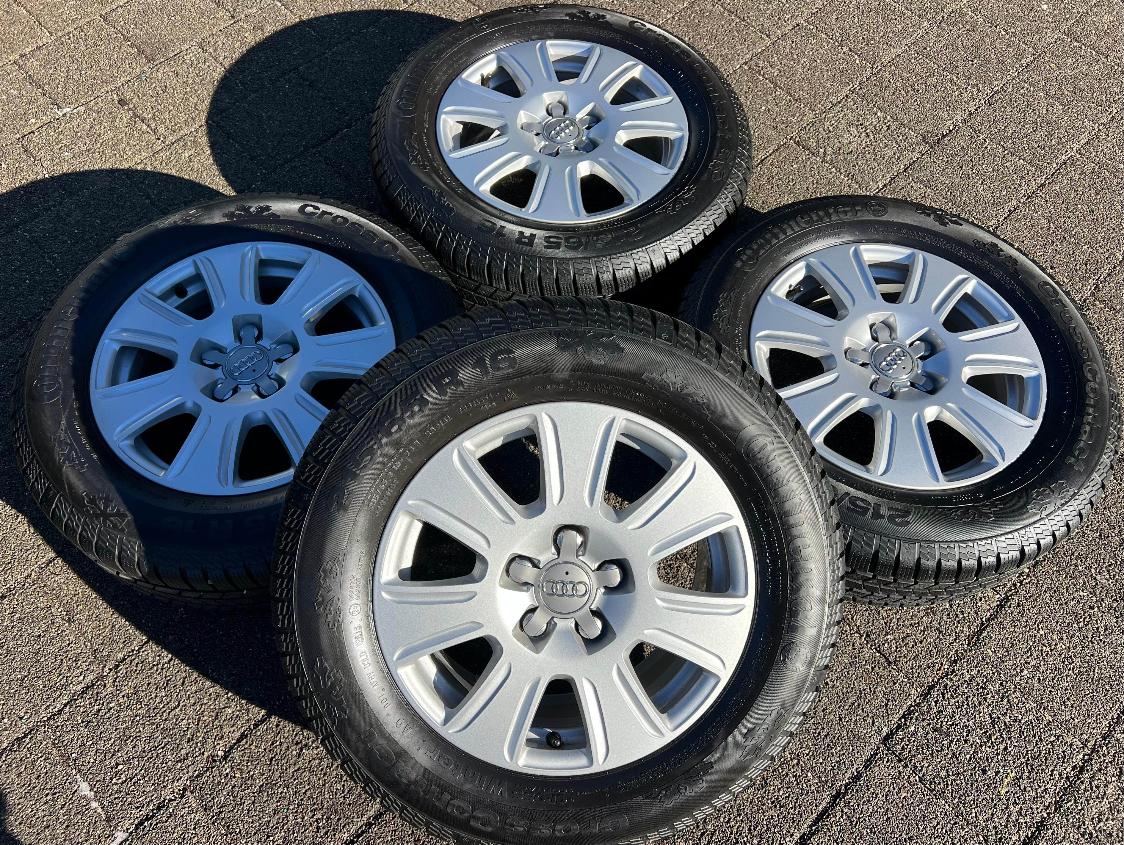 4 jantes d'hiver en aluminium d'origine 16" pour Audi Q3 8U, 215/65R16 98H, Continental Top, livraison gratuite