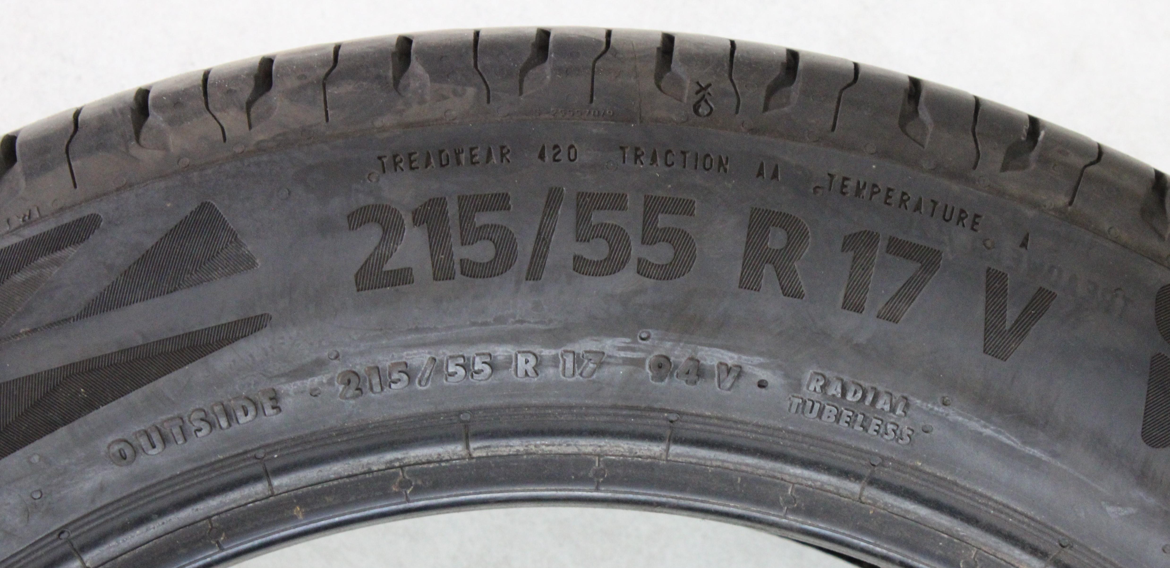 1 x 215/55R17 94V Sommerreifen Continental Eco Contact 6 AO 5-5,5mm 2021