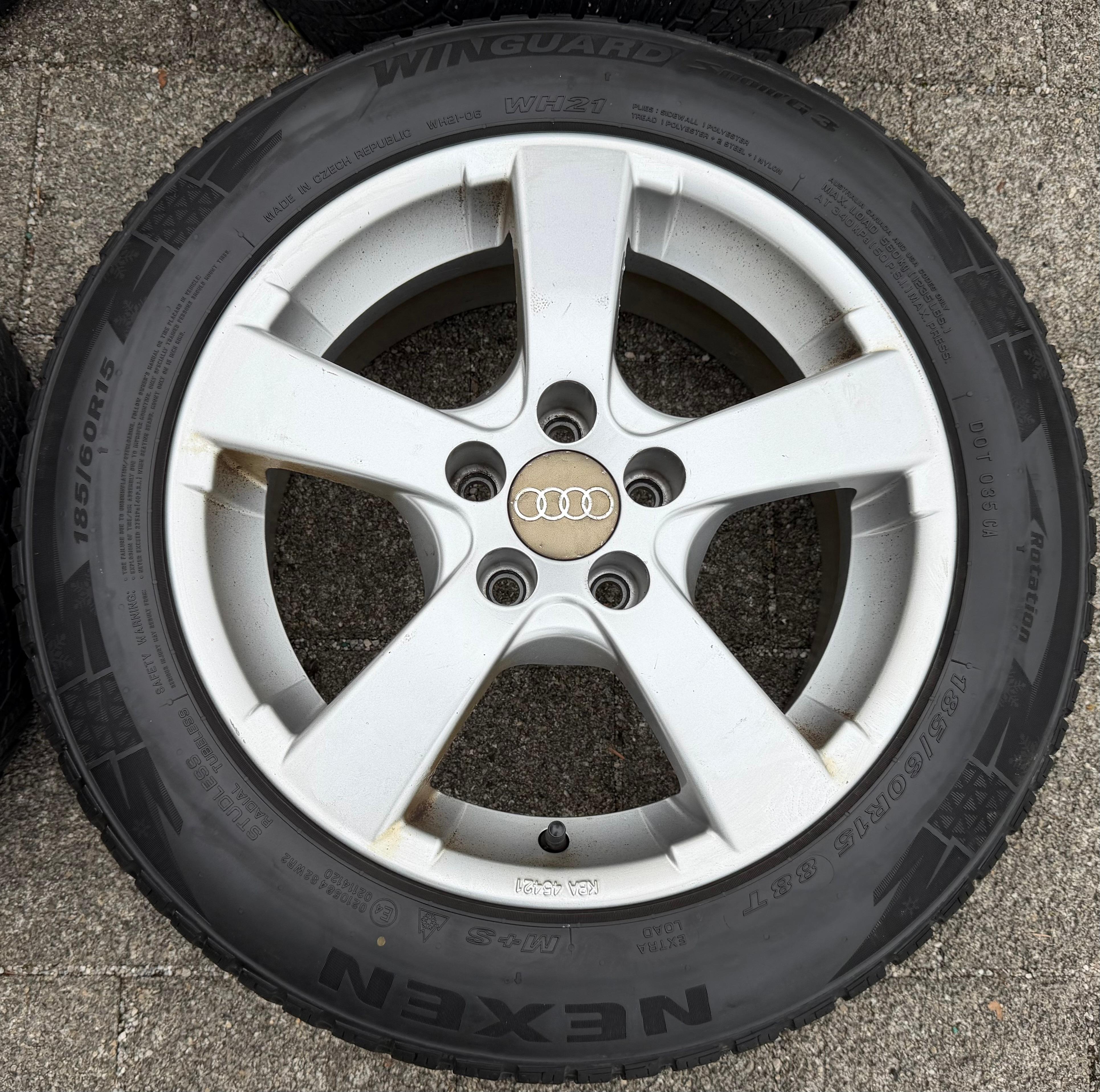 4 roues hiver en aluminium Audi A1 8X Seat Toledo Rapid Skoda Fabia VW Polo 6R 185/60R15