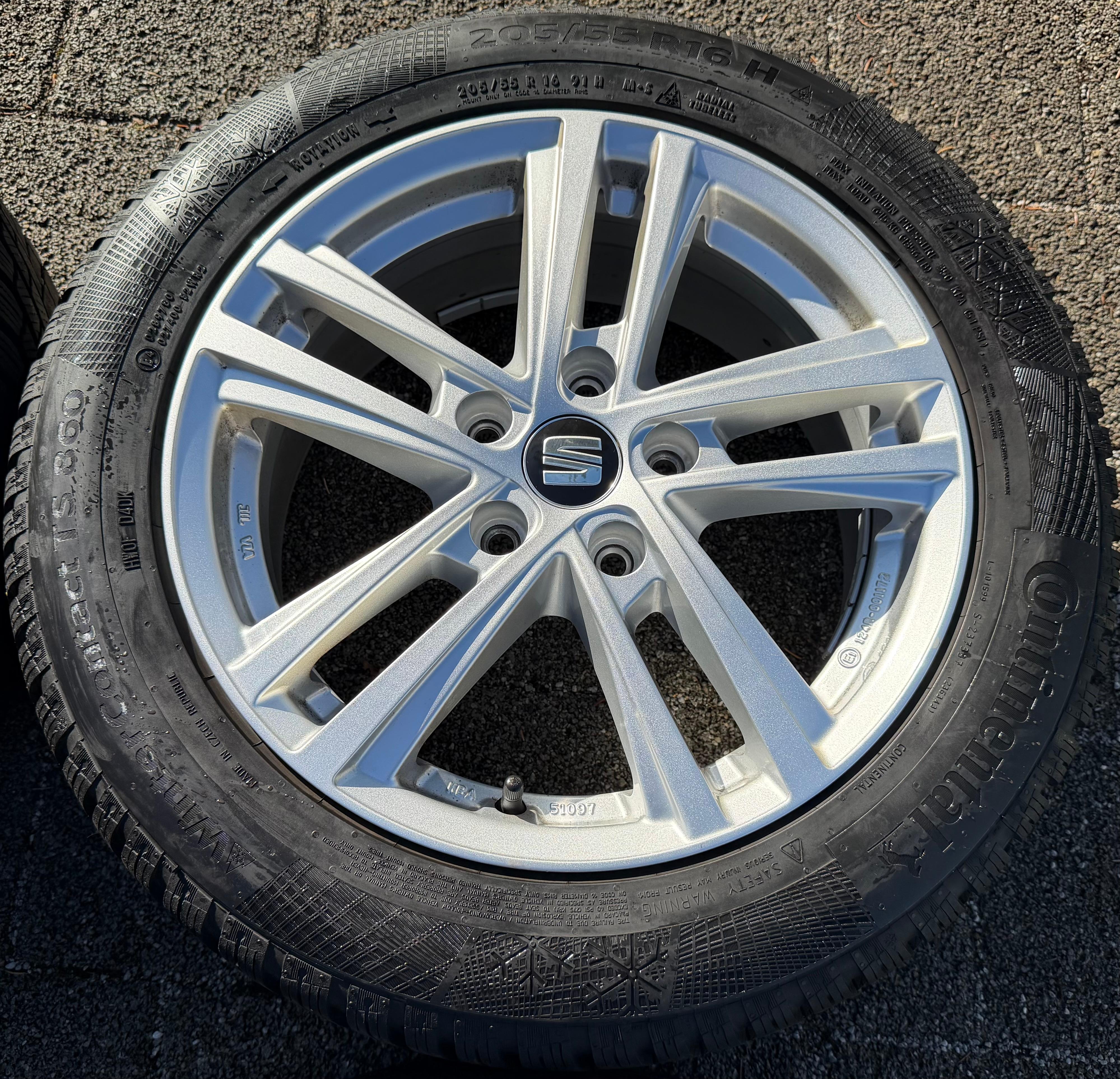 4 Original Alu Winterräder Seat Leon 1P 5F KL 205/55R16 91H Continental