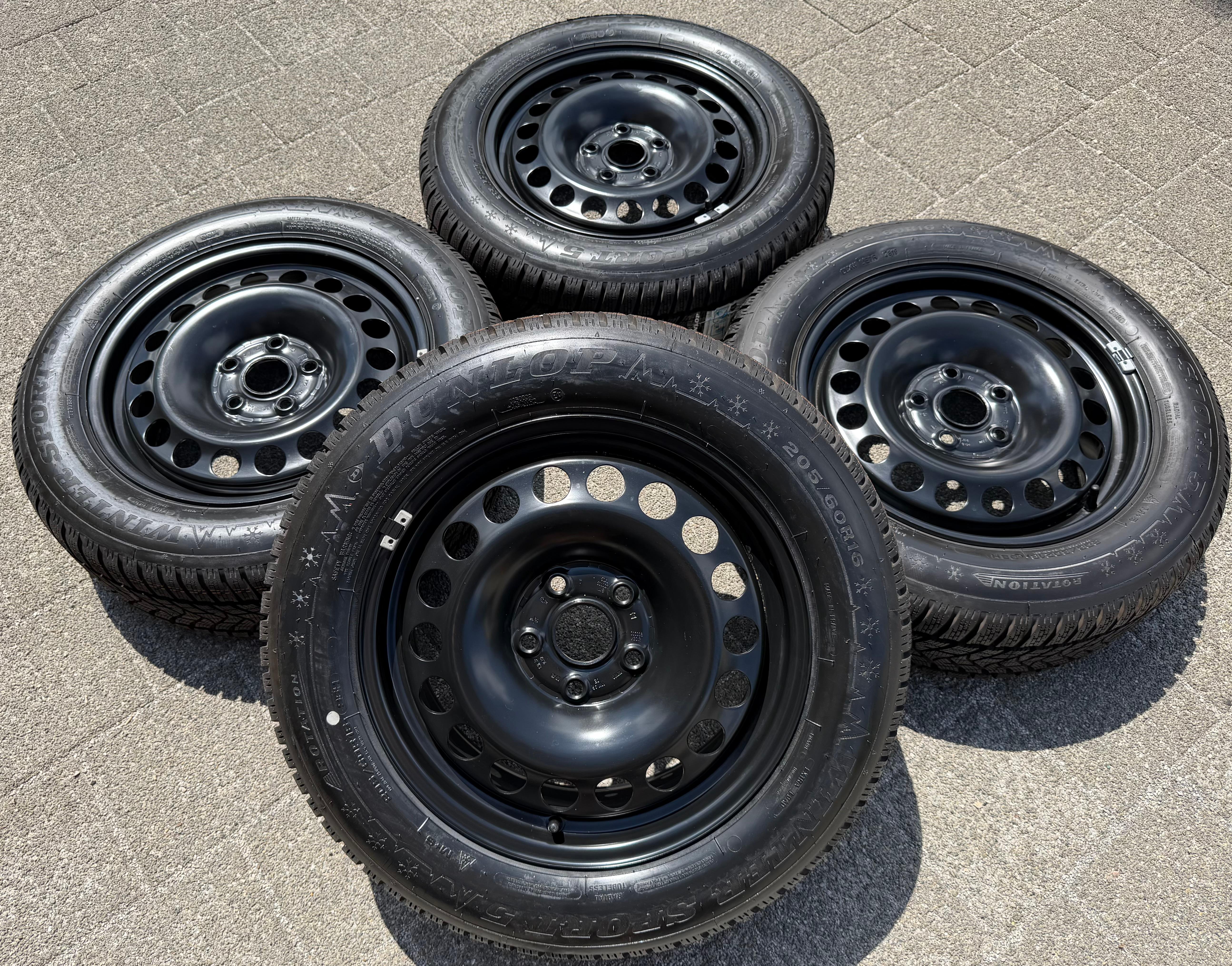 4 RUOTE INVERNALI VW TOURAN II 5T 205/60R16 96H 5QA601027/B DUNLOP CON SPEDIZIONE GRATUITA