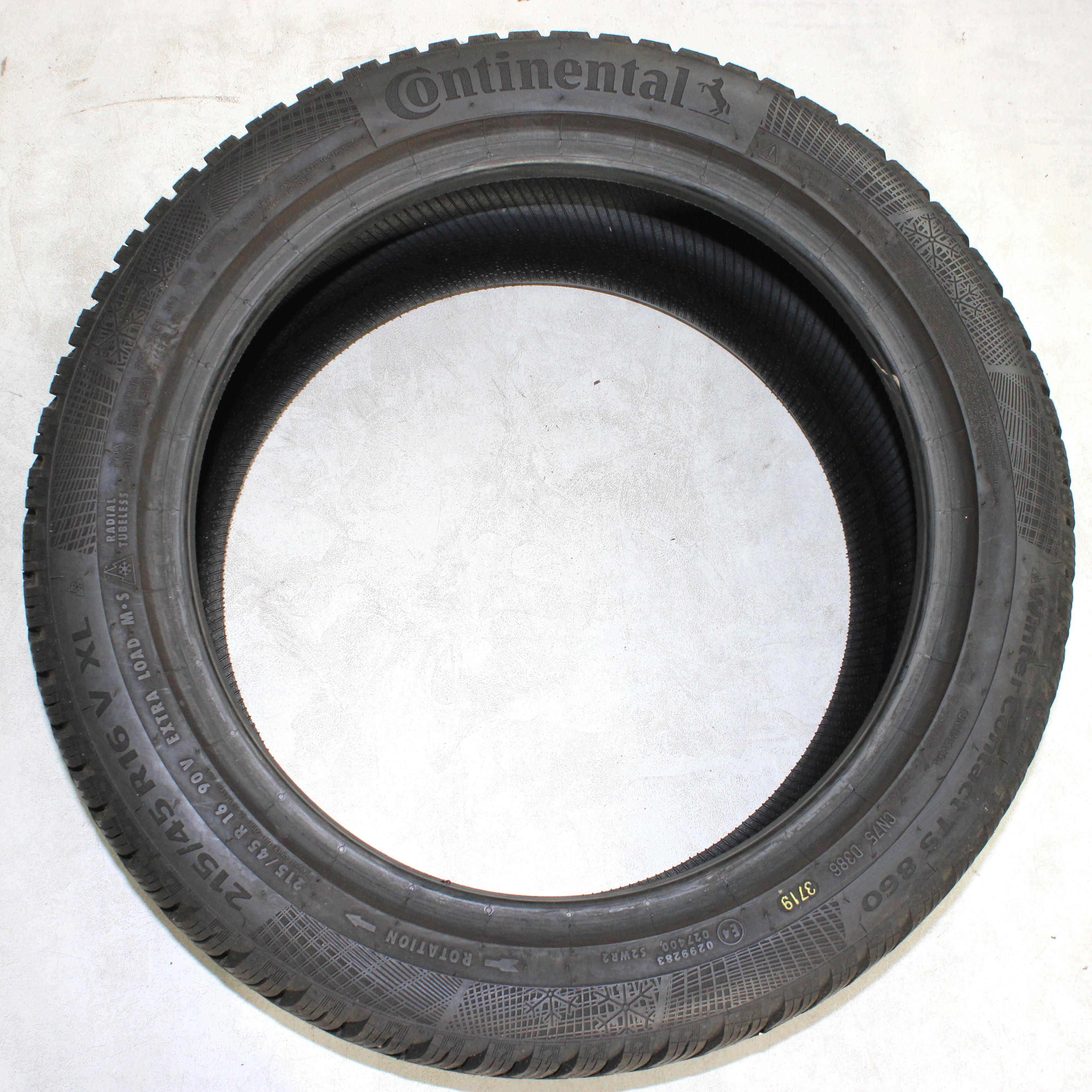 4 x 215/45R16 90V Winterreifen Continental Winter Contact TS860 2x 7,5-8mm und 2x 7,5mm 2019 XL