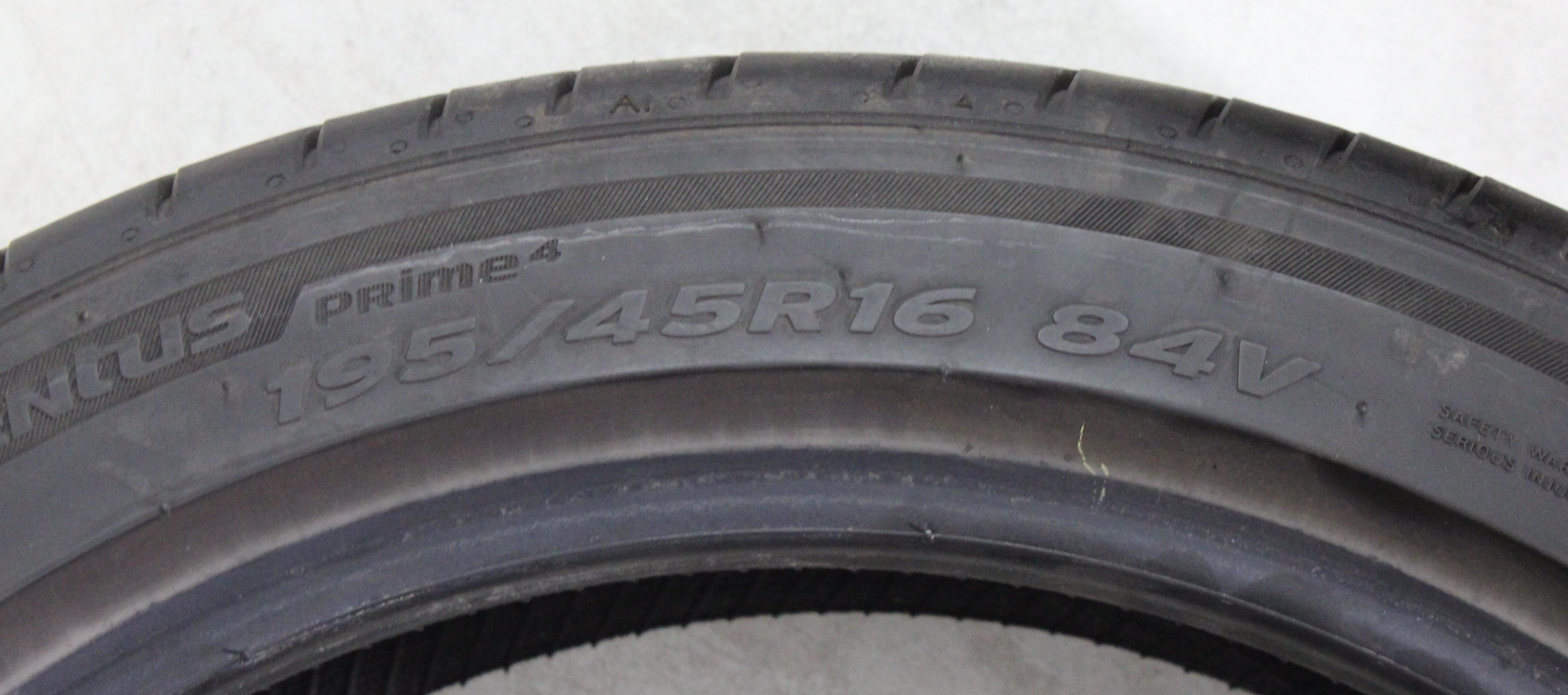 1 x 195/45R16 84V Sommerreifen Hankook Ventus Prime 4 4,5-5mm 2022