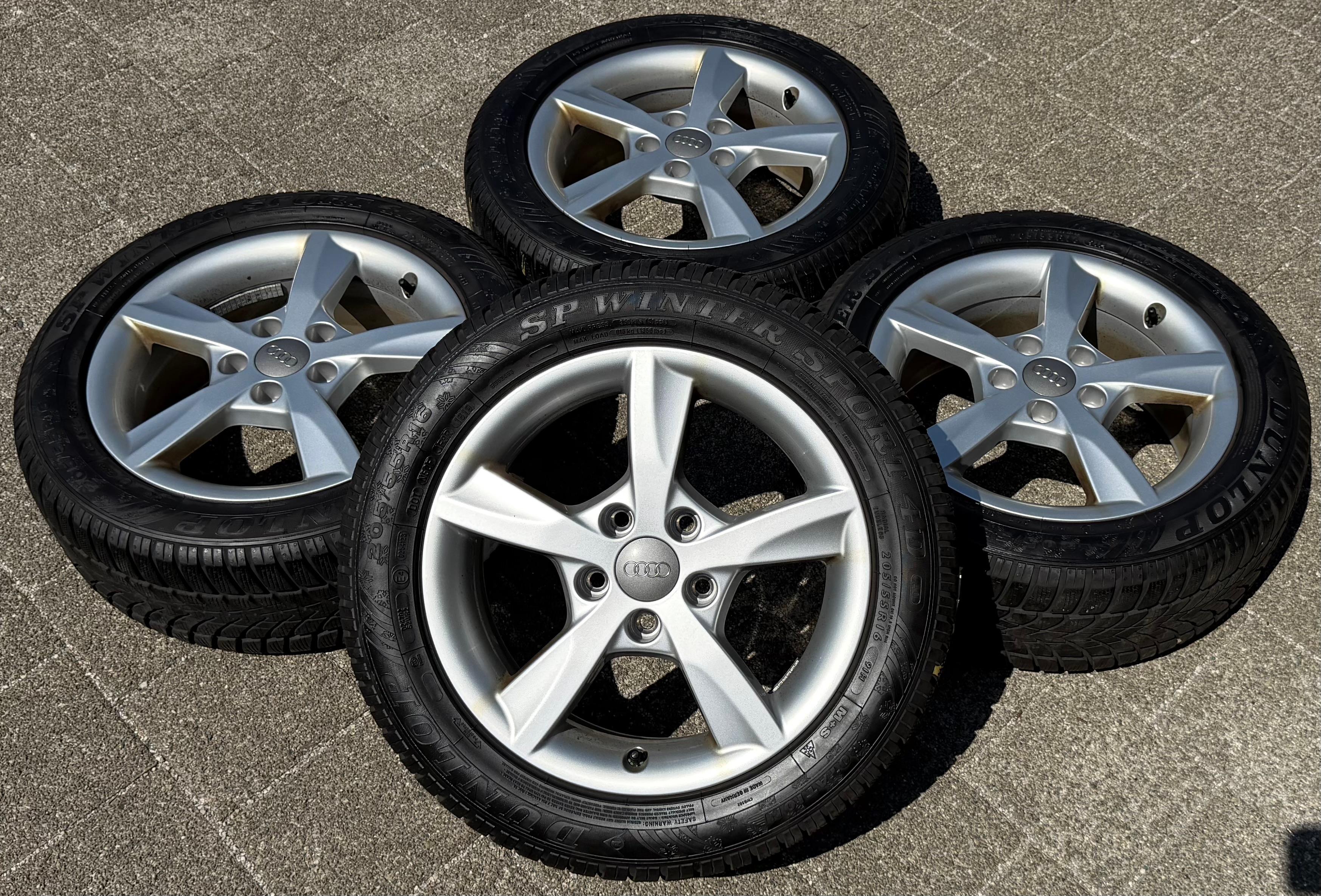 4 Original Alu Winterräder Audi A3 8V 205/55R16 91H 6x16 ET48 8V5071496 Dunlop