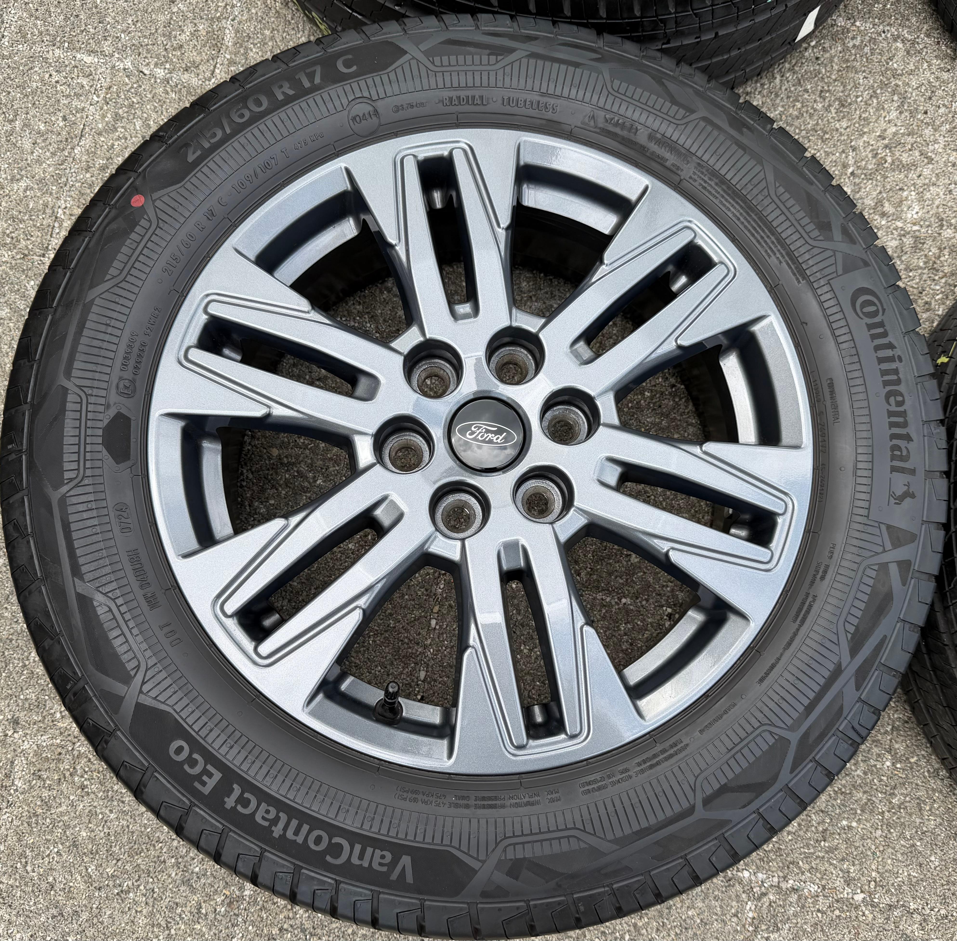 4 originele 17-inch aluminium Sommer-velgen voor Ford Transit Tourneo Custom NXN 2024, Continental PZ31-FA met bandenspanningscontrolesysteem (RDKS)