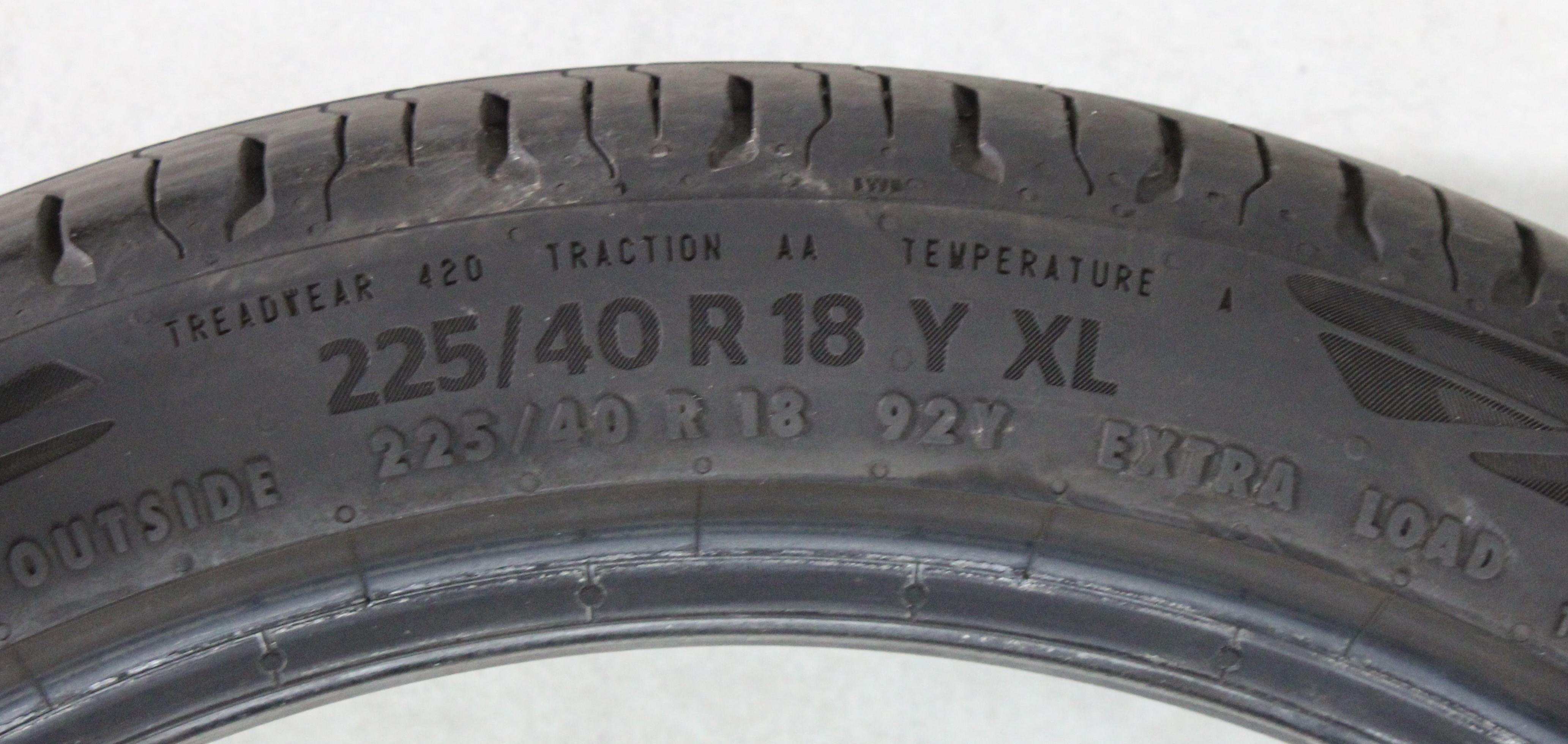1 x 225/40R18 92Y Neumático de verano Continental Eco Contact 6* 5-5,5 mm 2023 XL