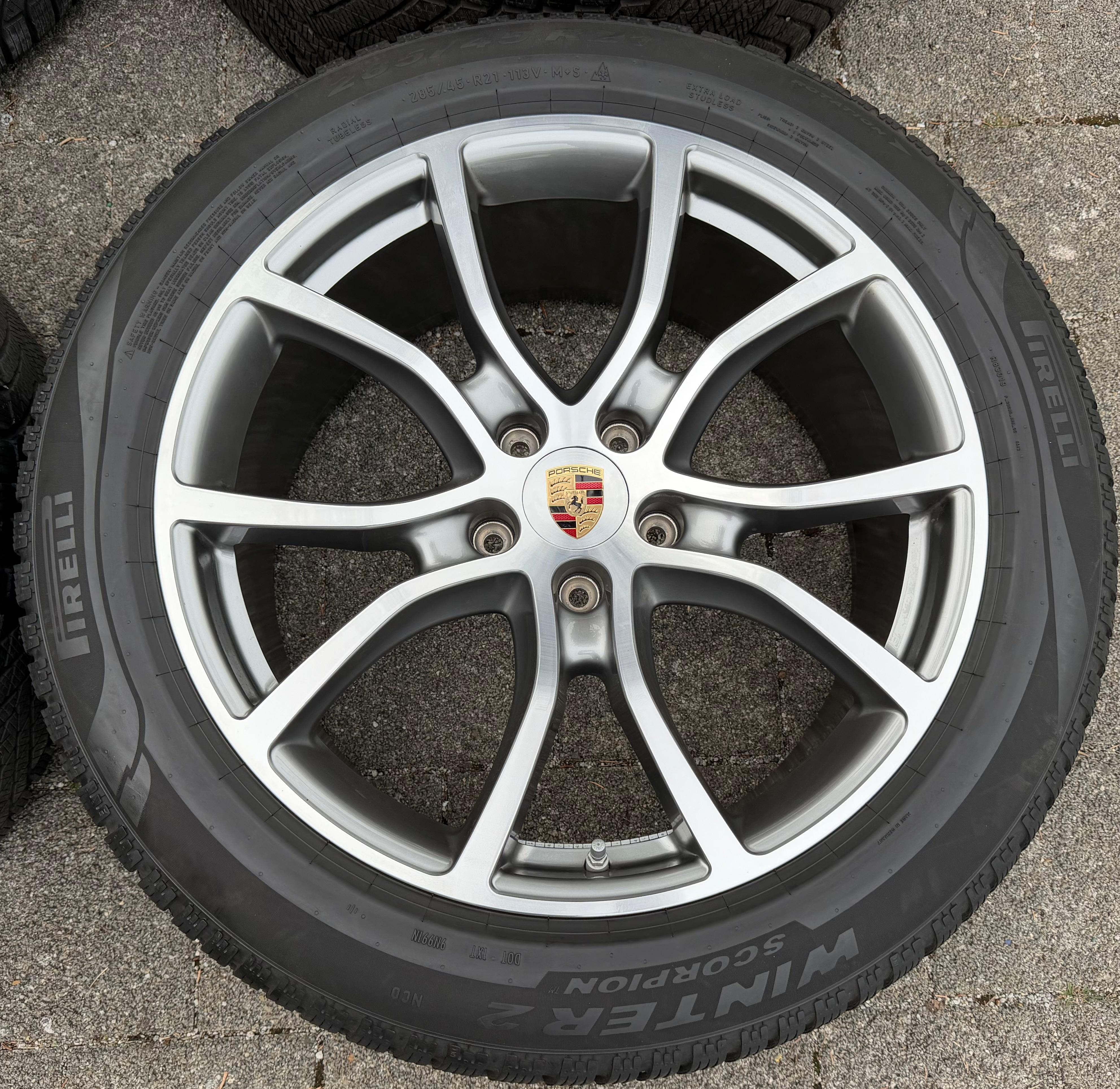 4 originele 21" aluminium winterwielen Porsche Cayenne Coupe II E3 9Y3601025BN Pirelli