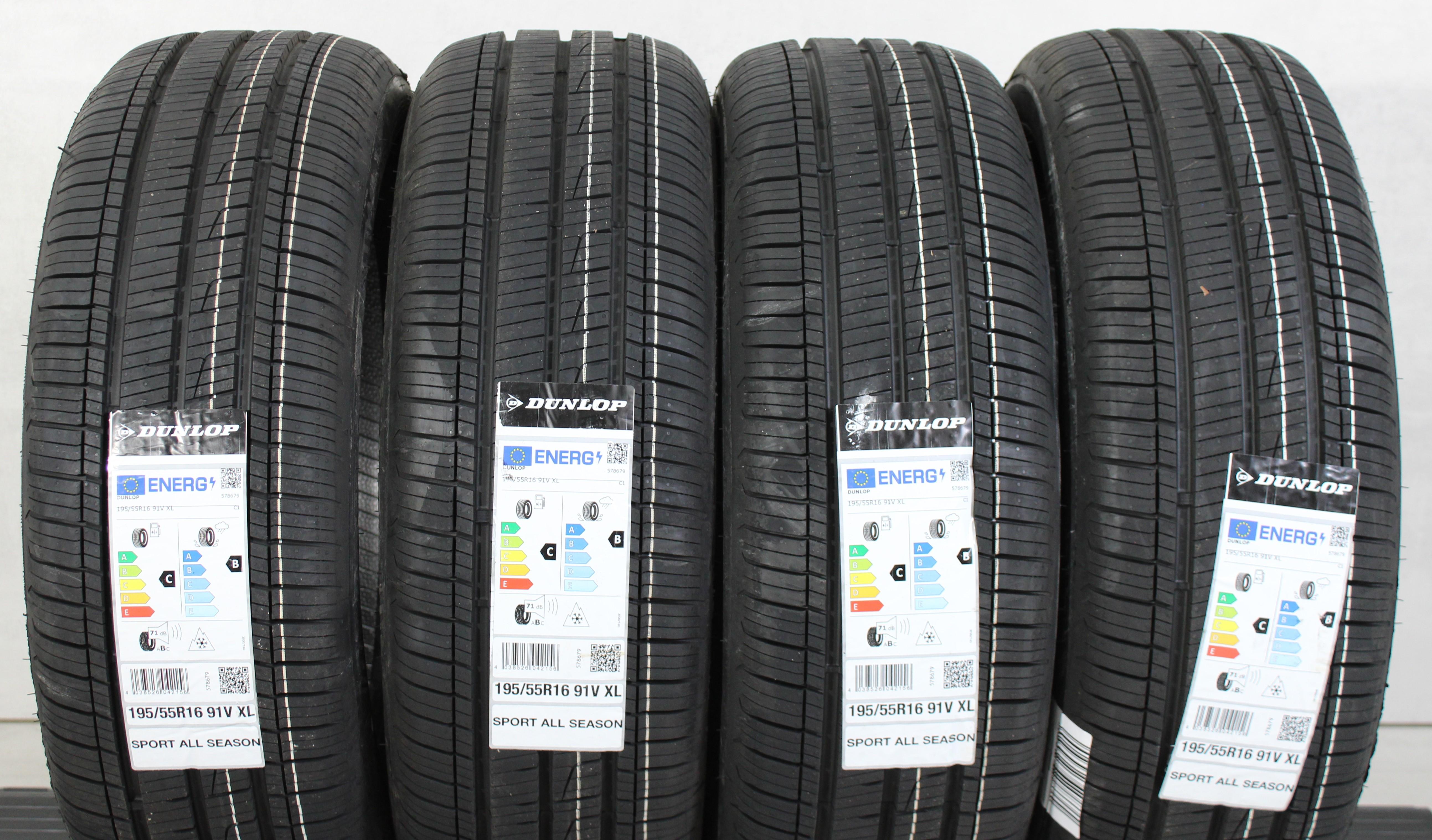 4 x 195/55R16 91V pneus toutes saisons Dunlop Sport Allseason 2023 NEU