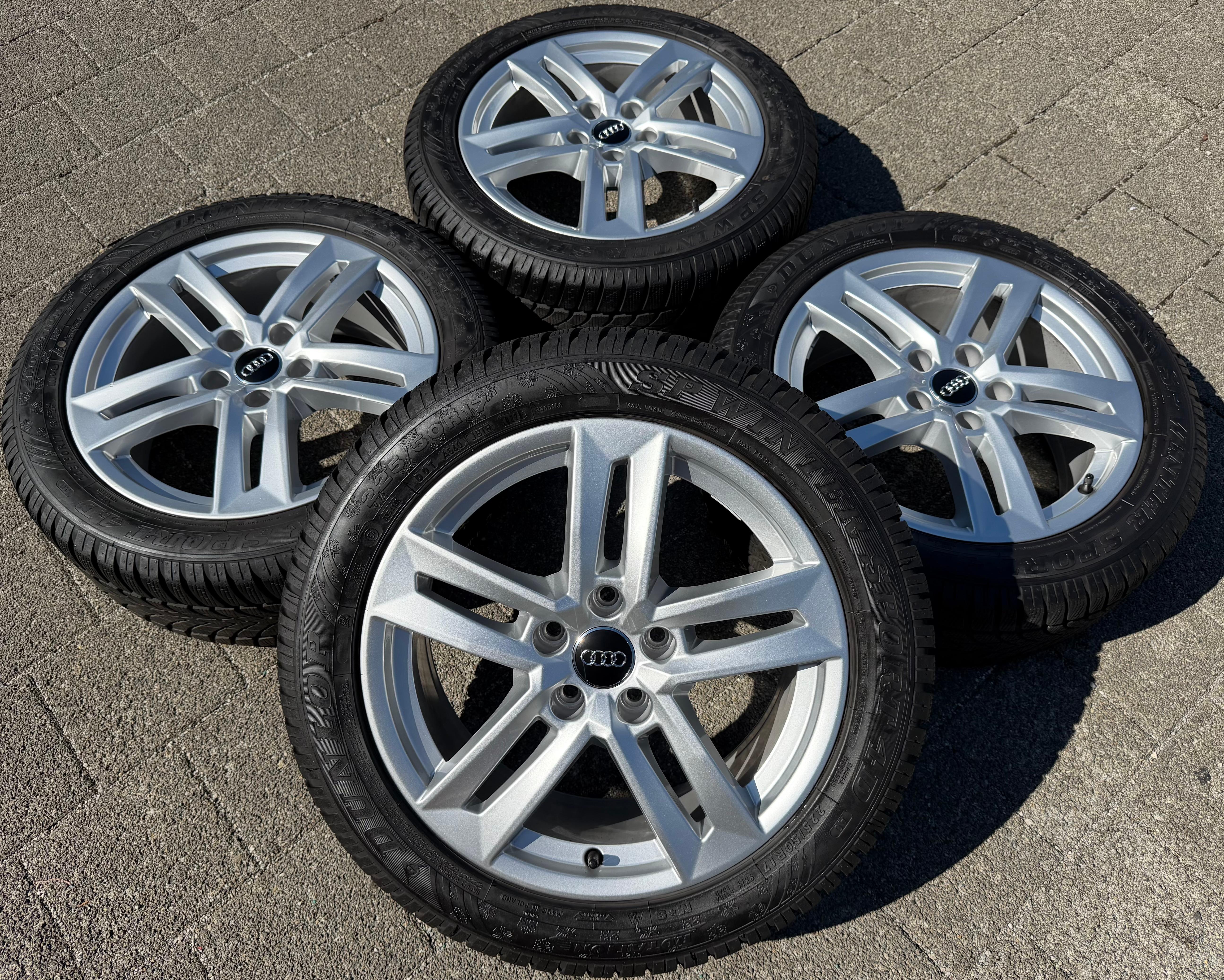 4 jantes d'hiver d'origine en alliage 17 pouces pour Audi A4 B9 8W 8W0601025P 225/50R17 98H Dunlop