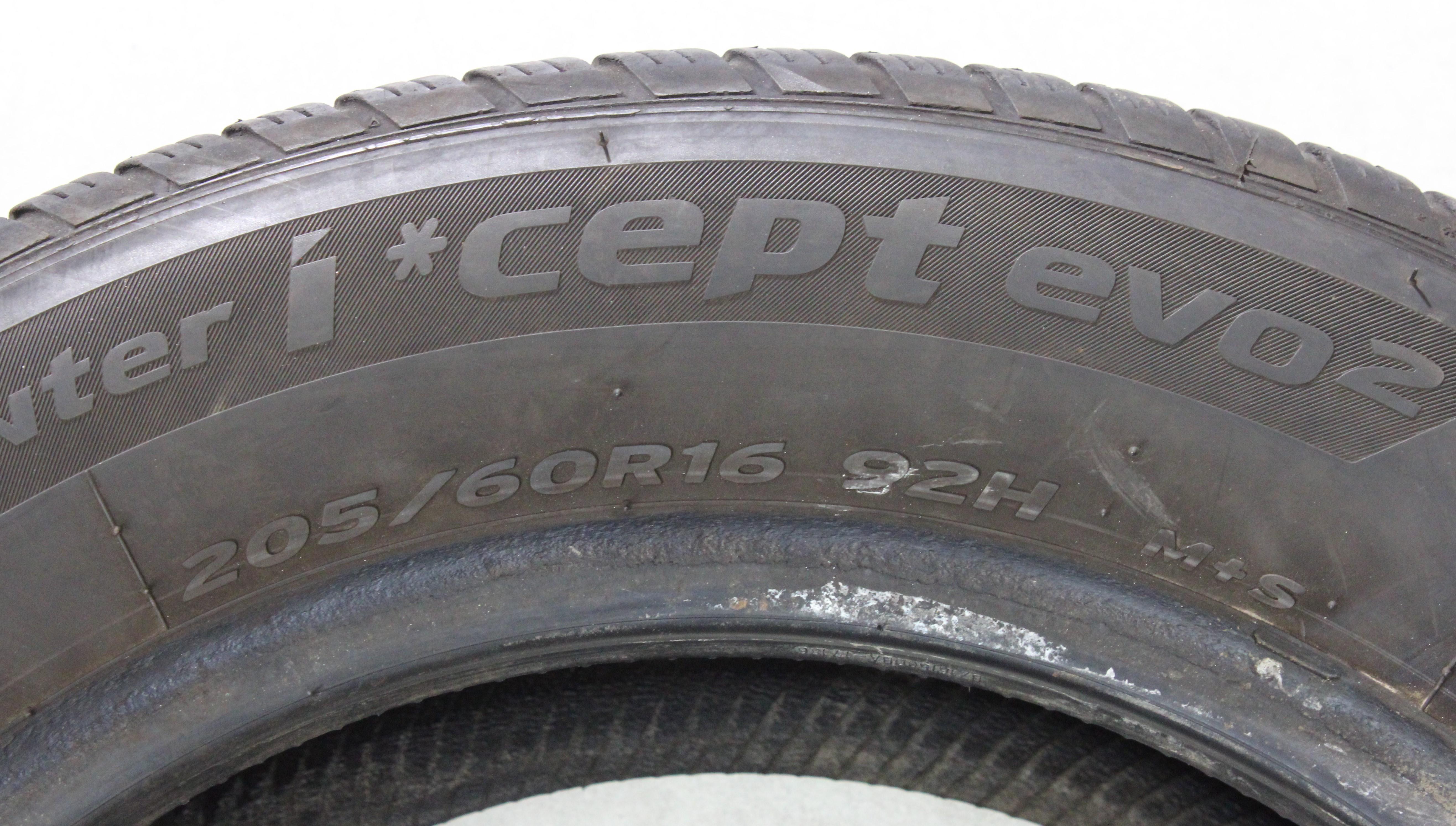 4 x 205/60R16 92H Winterreifen Hankook Winter I*Cept Evo 2 MO 1x4,5-5mm/3x5,5-6mm 2023