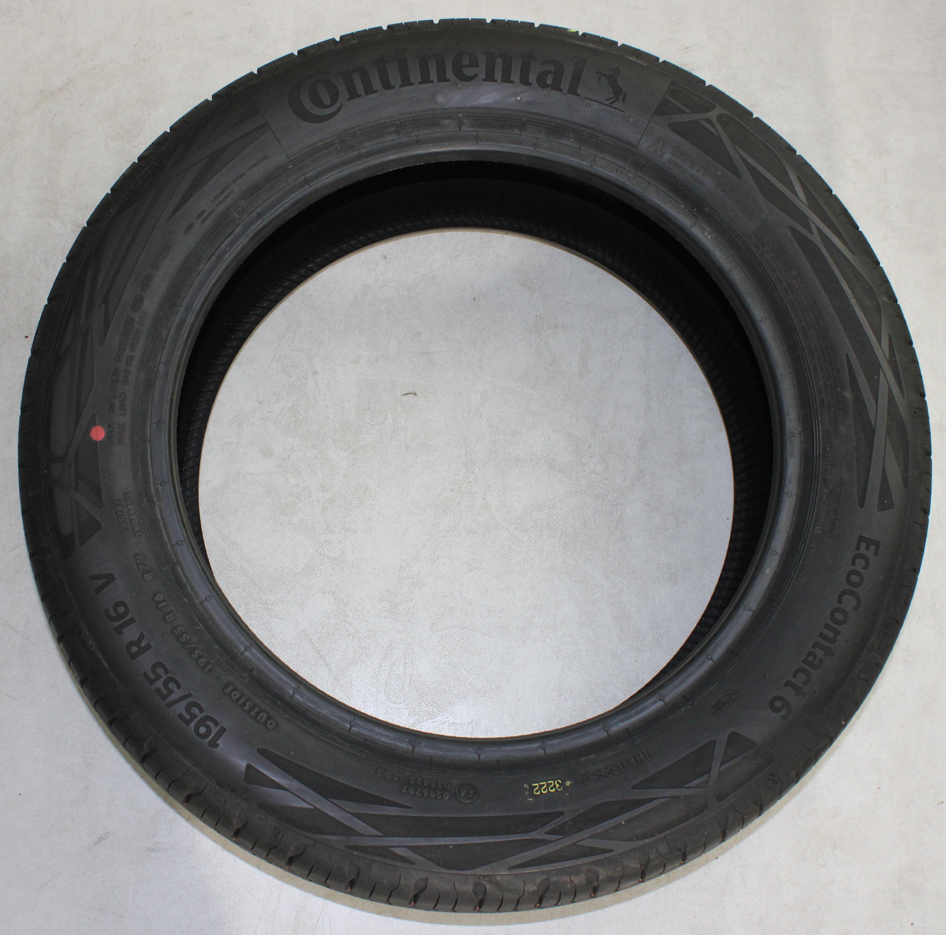 4 neumáticos de verano Continental Eco Contact 6, 195/55R16 87V, con dibujo completo, 2022